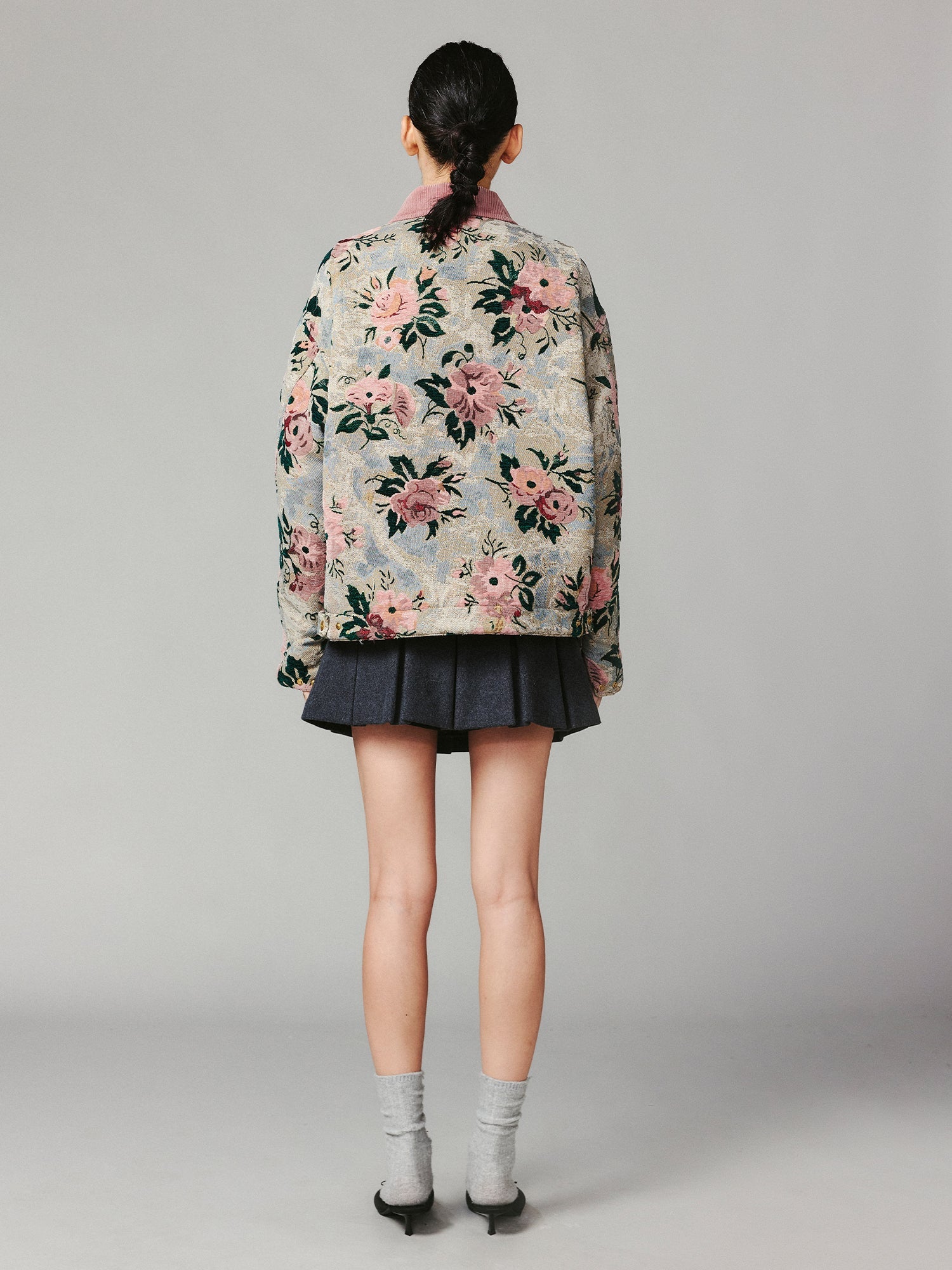 Vintage romantic wallpaper floral Detroit jacket woven blanket coat