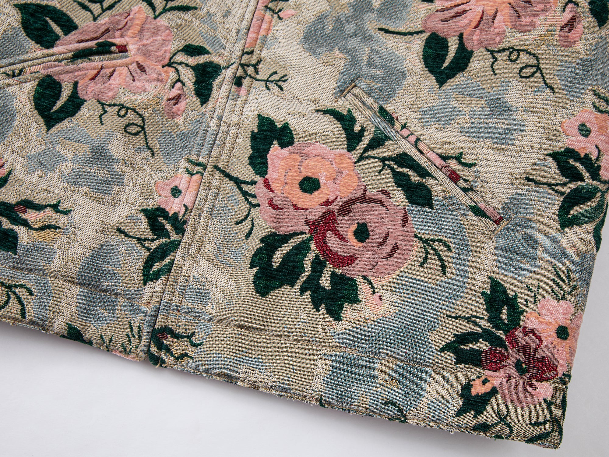 Vintage romantic wallpaper floral Detroit jacket woven blanket coat