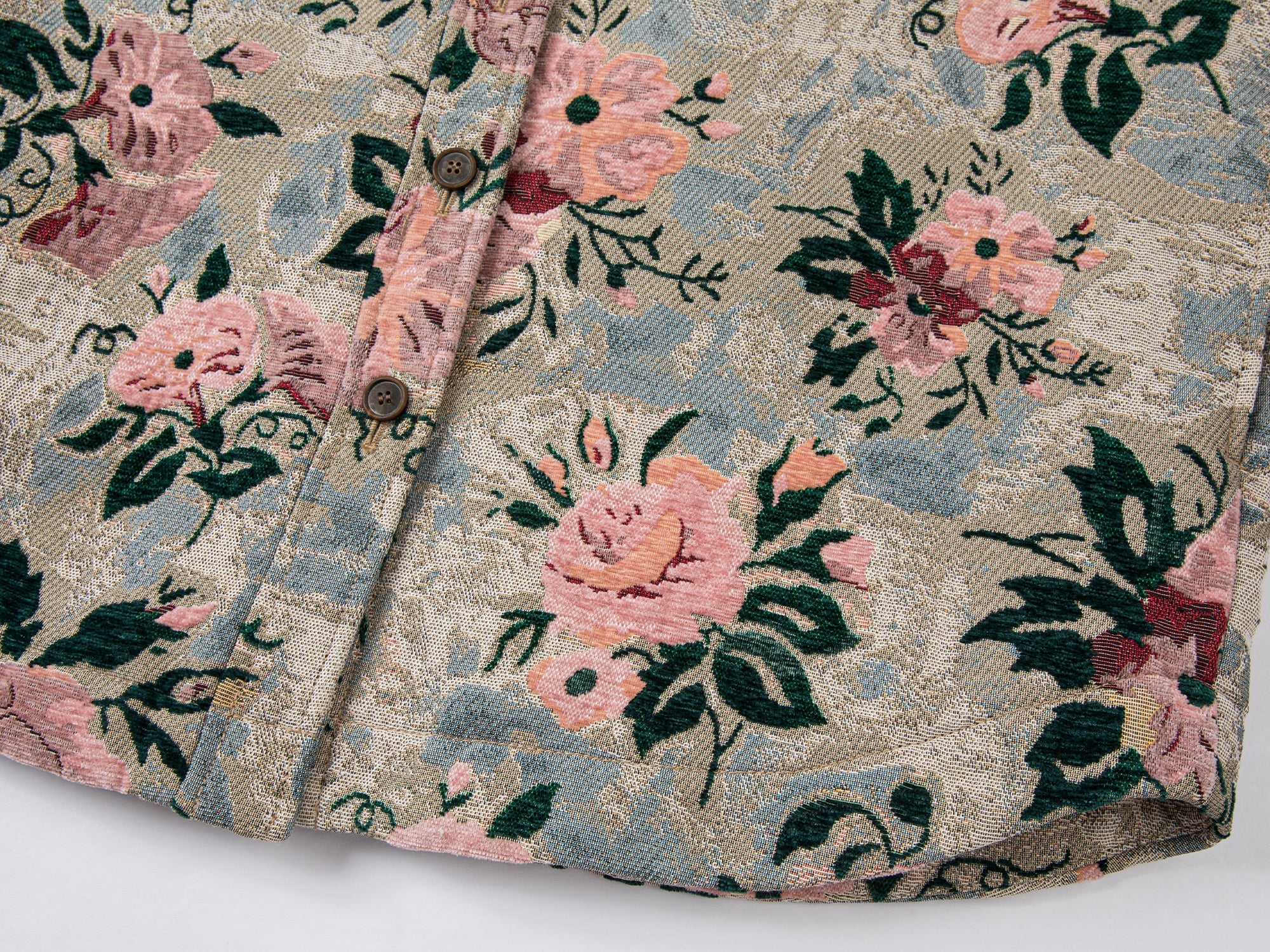 Vintage romantic wallpaper floral shirt-style woven blanket jacket