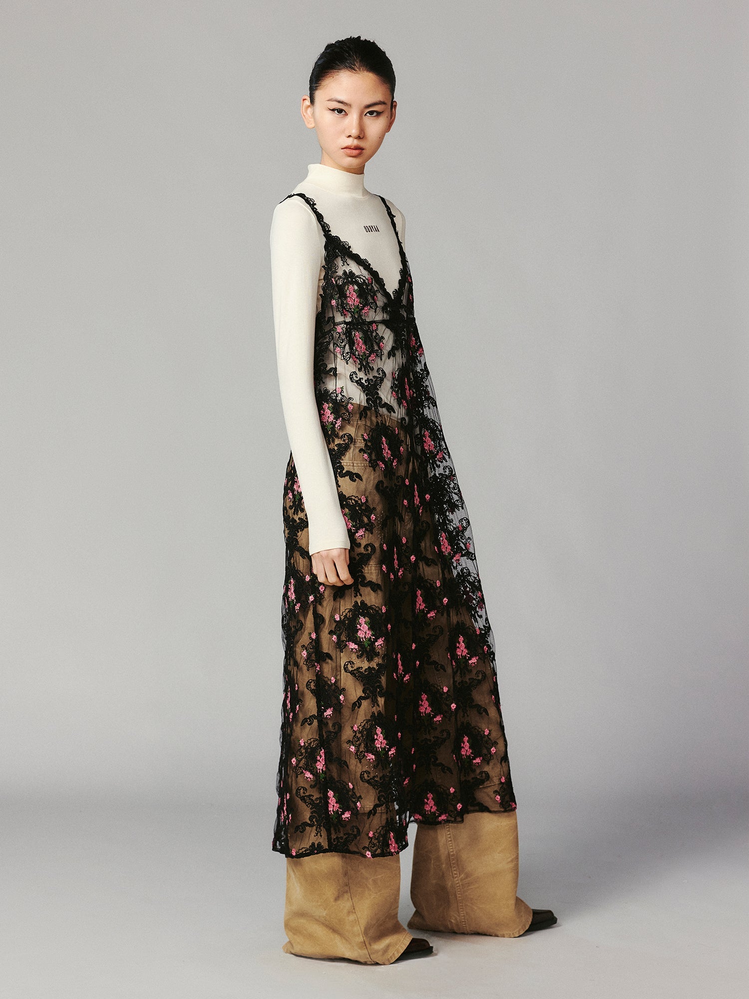 Romantic floral lace camisole dress