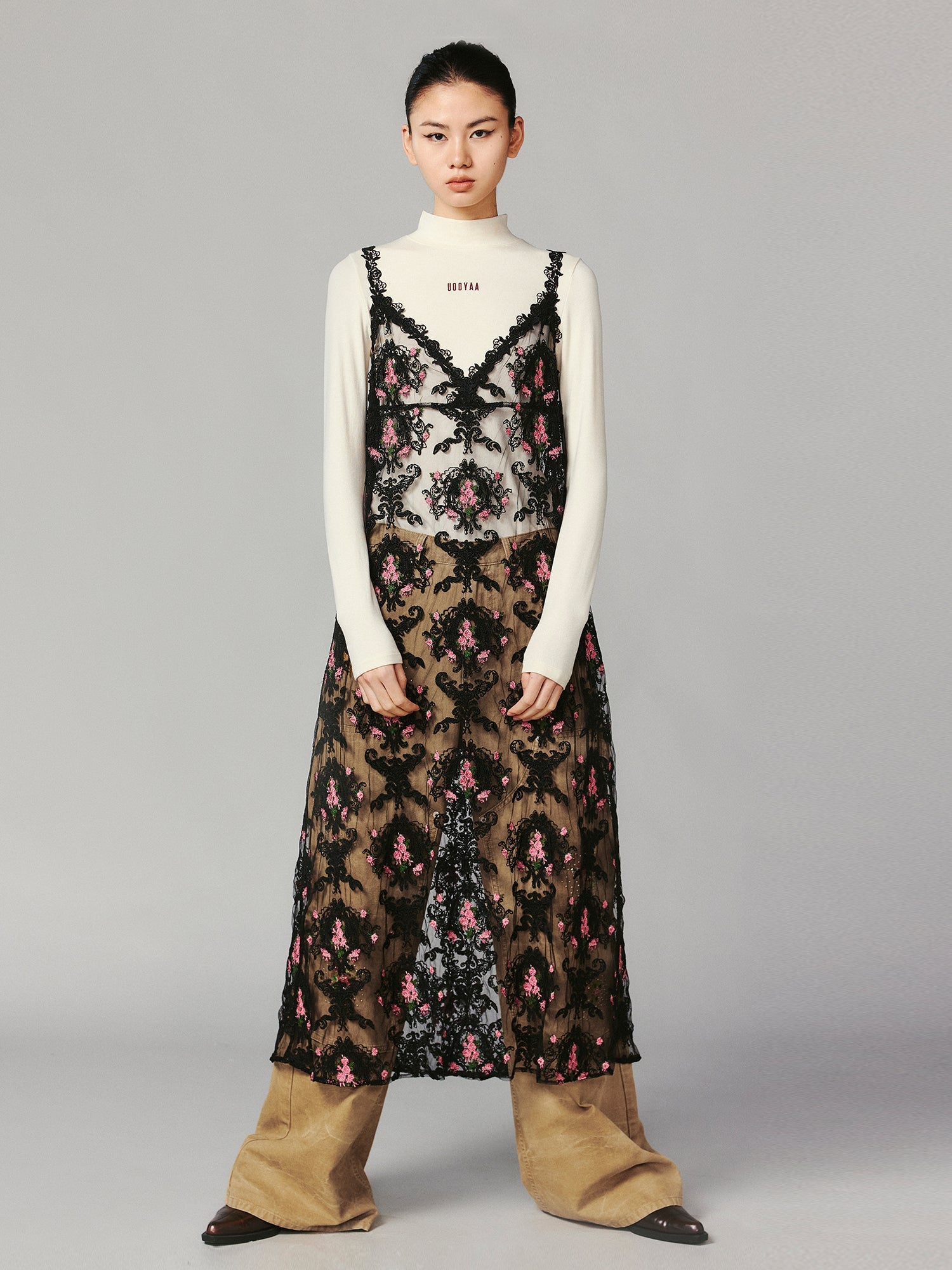 Romantic floral lace camisole dress