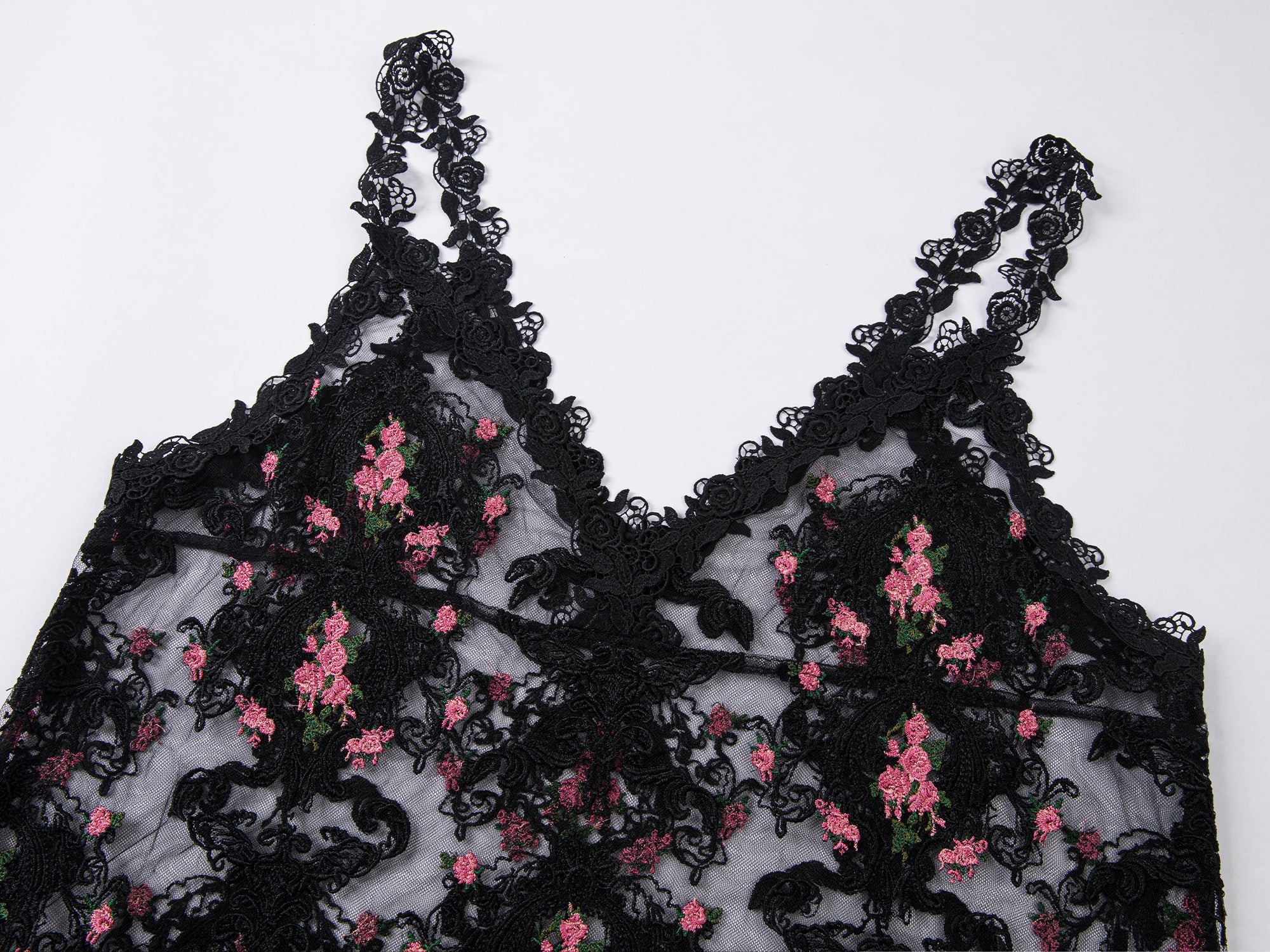 Romantic floral lace camisole dress