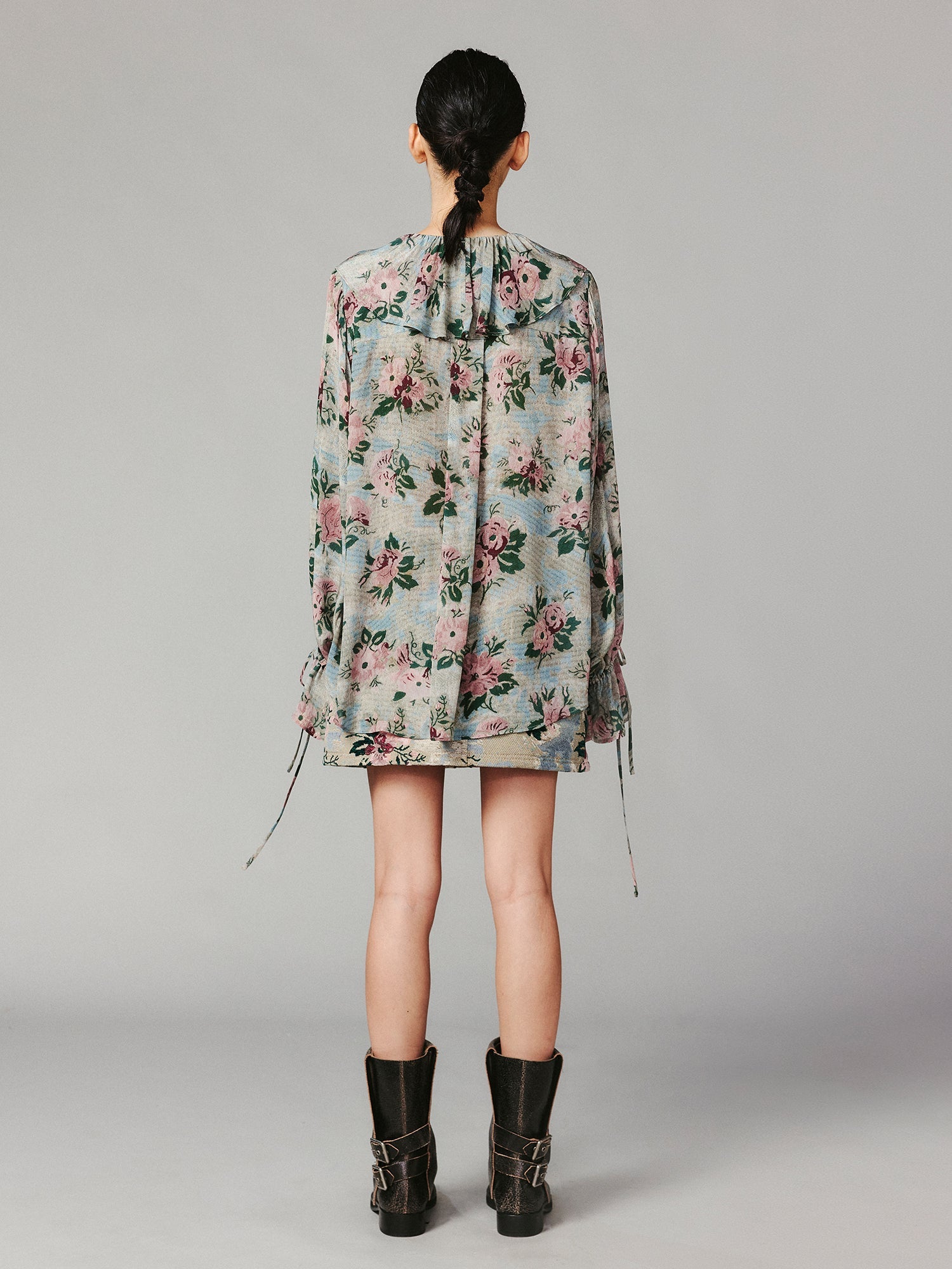 Vintage romantic wallpaper floral jacquard woven skirt