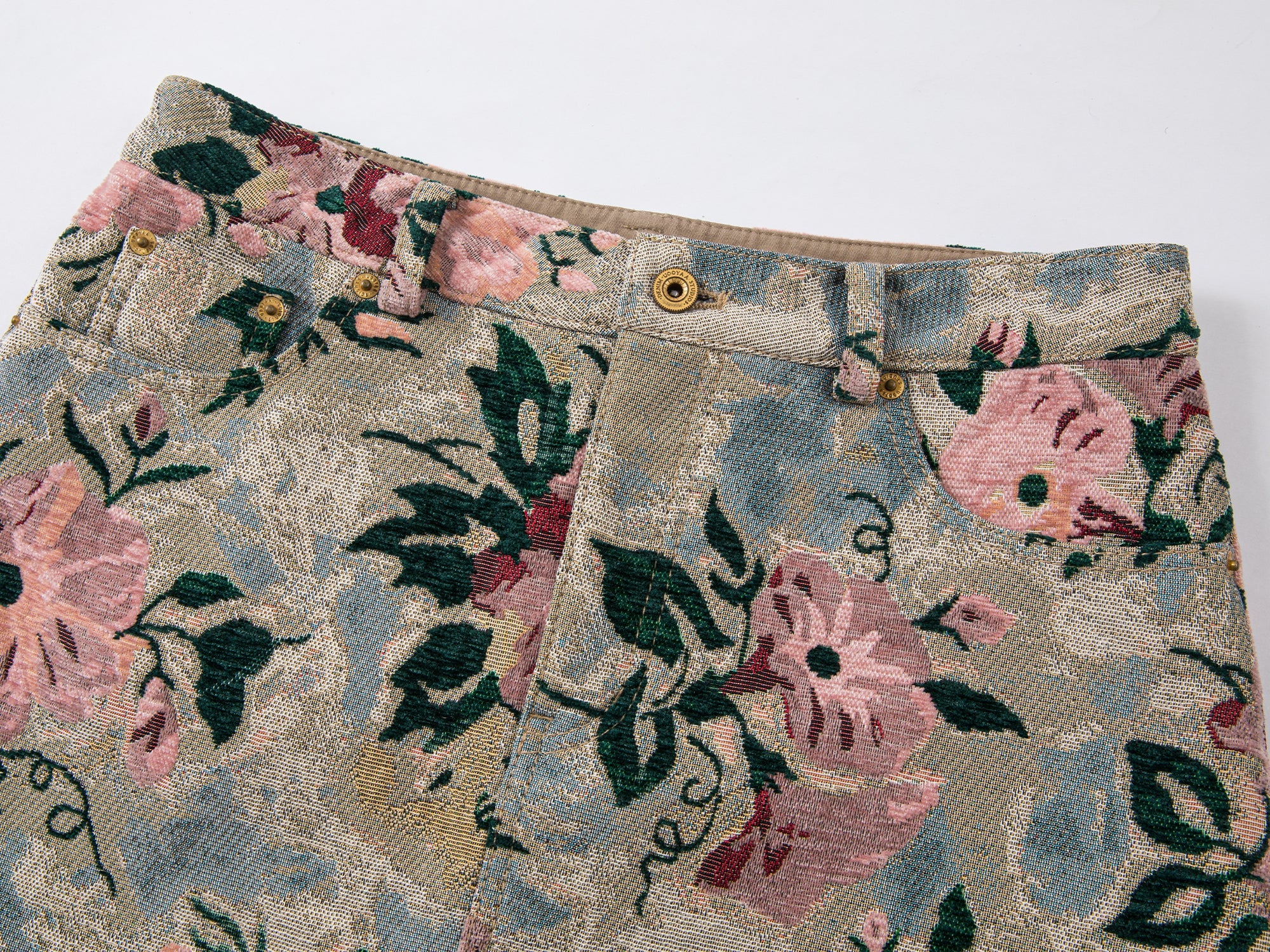 Vintage romantic wallpaper floral jacquard woven skirt