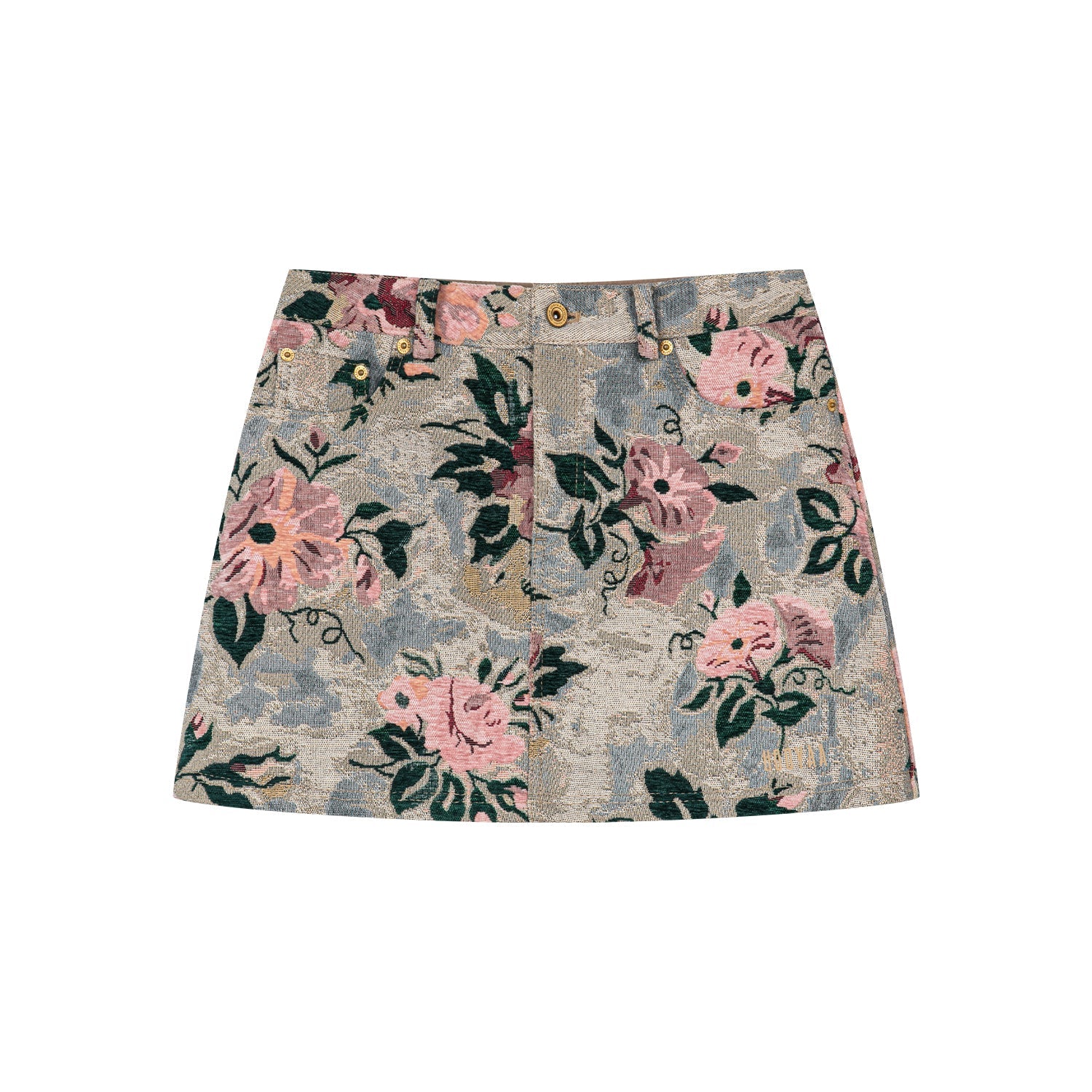 Vintage romantic wallpaper floral jacquard woven skirt