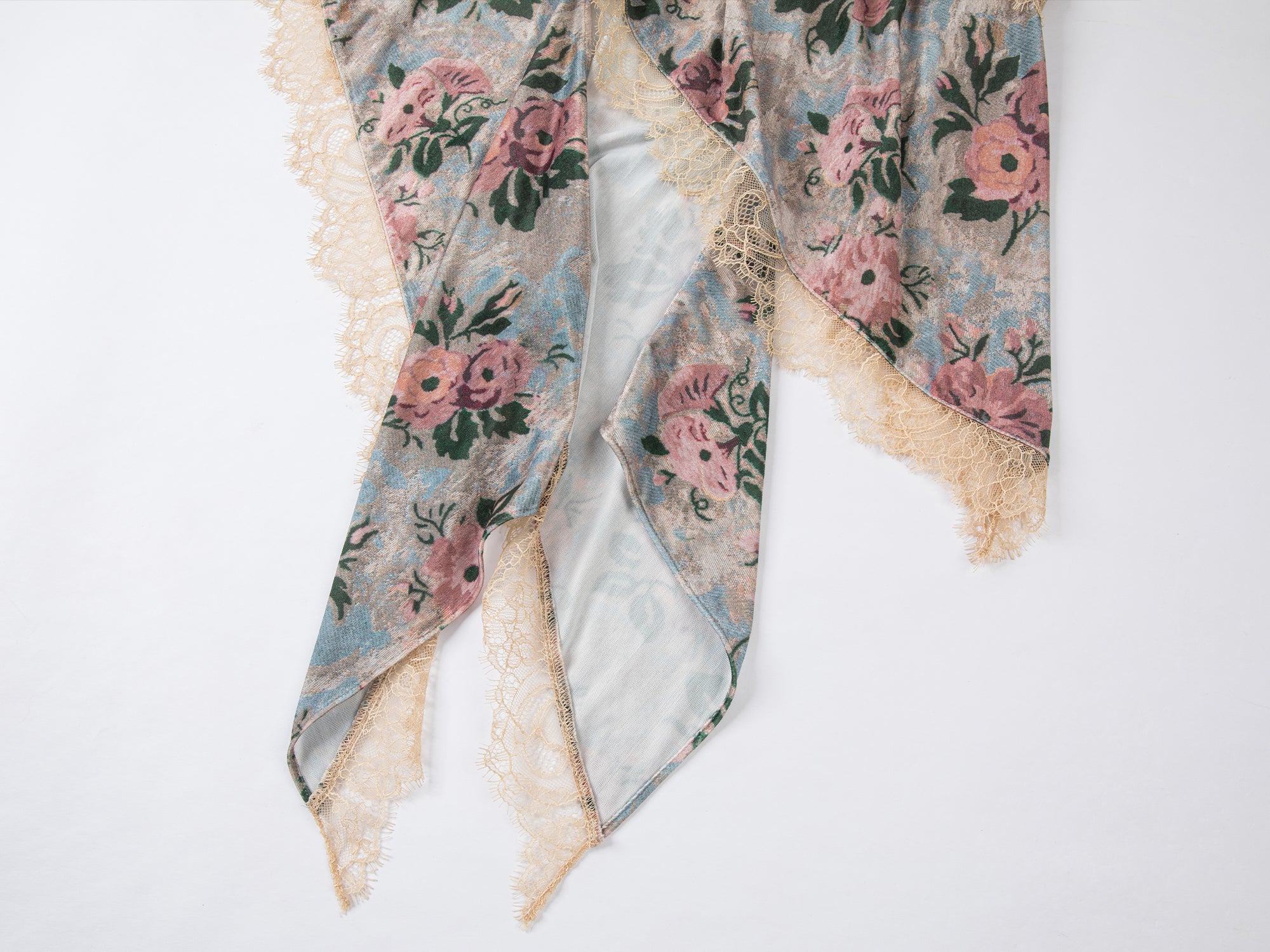 Vintage romantic wallpaper floral asymmetric velvet cake skirt