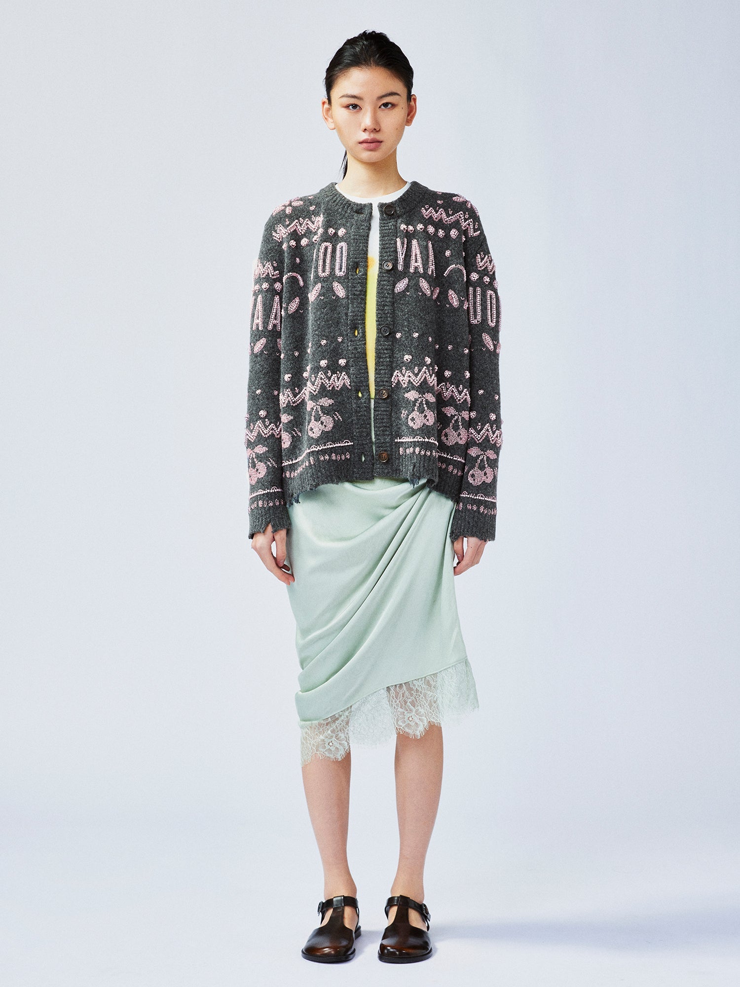 Elegant beaded Fair Isle cardigan