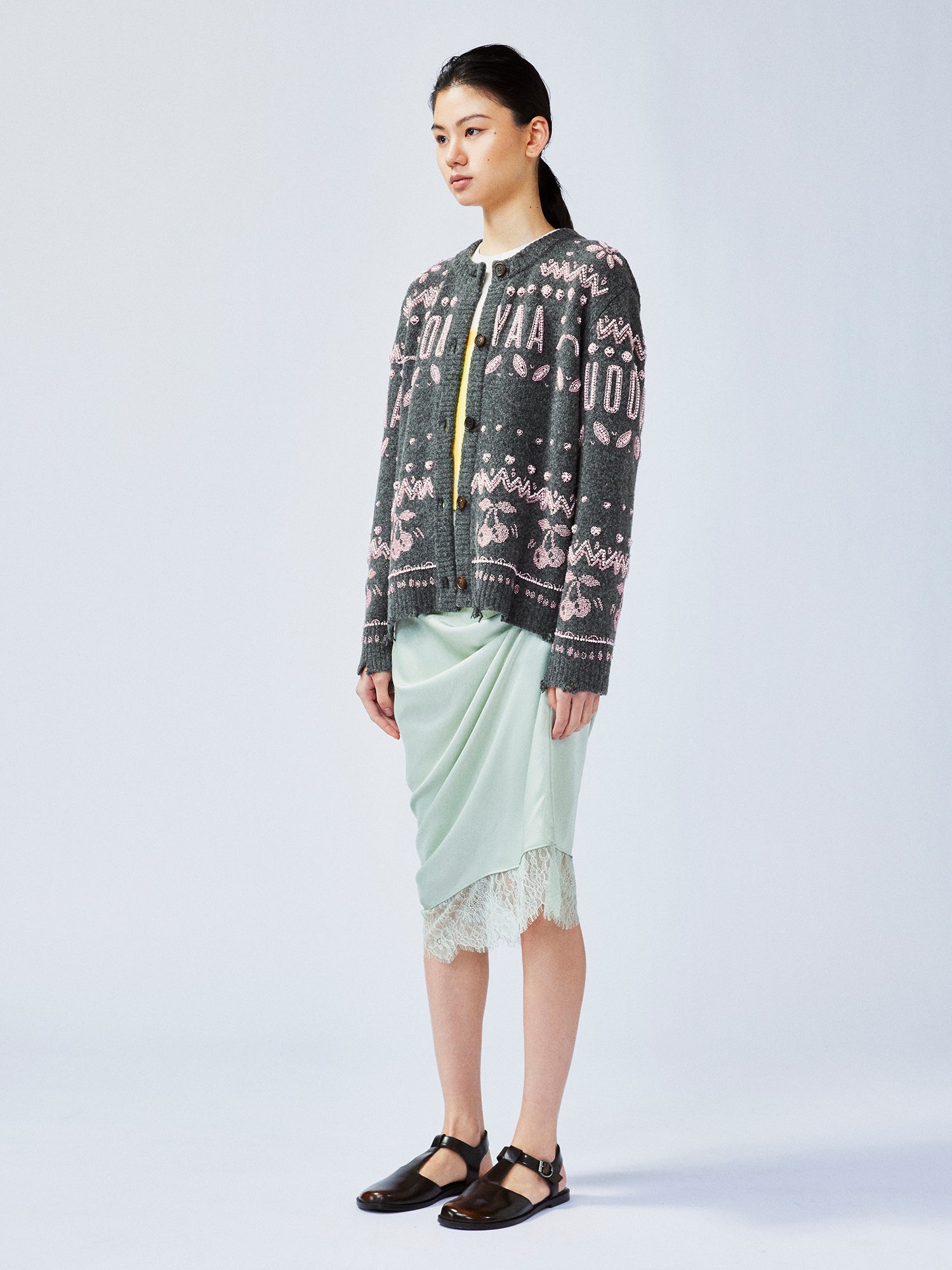 Elegant beaded Fair Isle cardigan