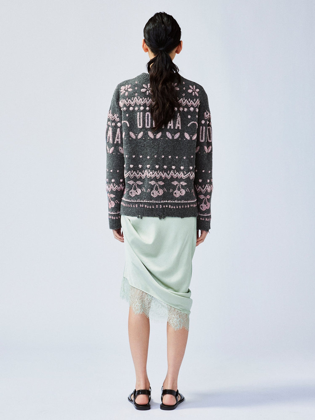 Elegant beaded Fair Isle cardigan