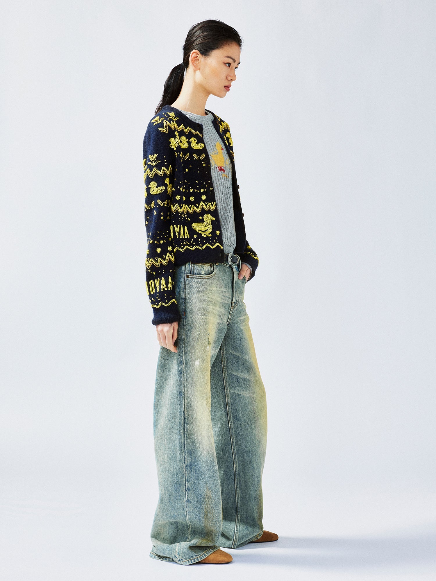 Elegant beaded Fair Isle cardigan