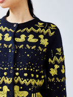 Elegant beaded Fair Isle cardigan