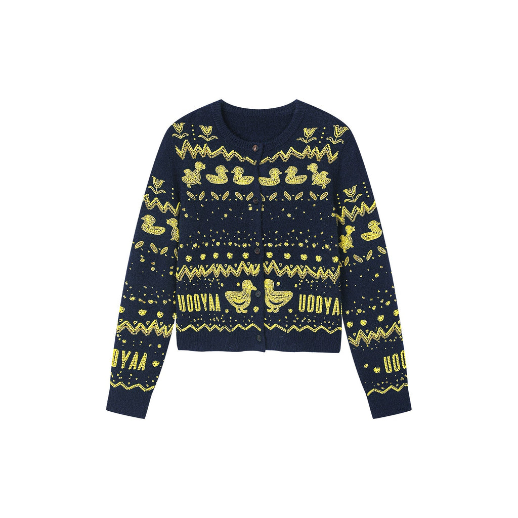 Elegant beaded Fair Isle cardigan