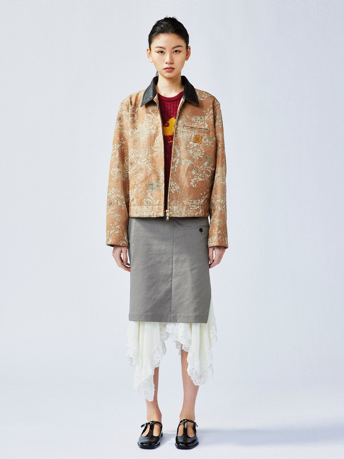 Vintage glamorous jacquard floral Detroit jacket