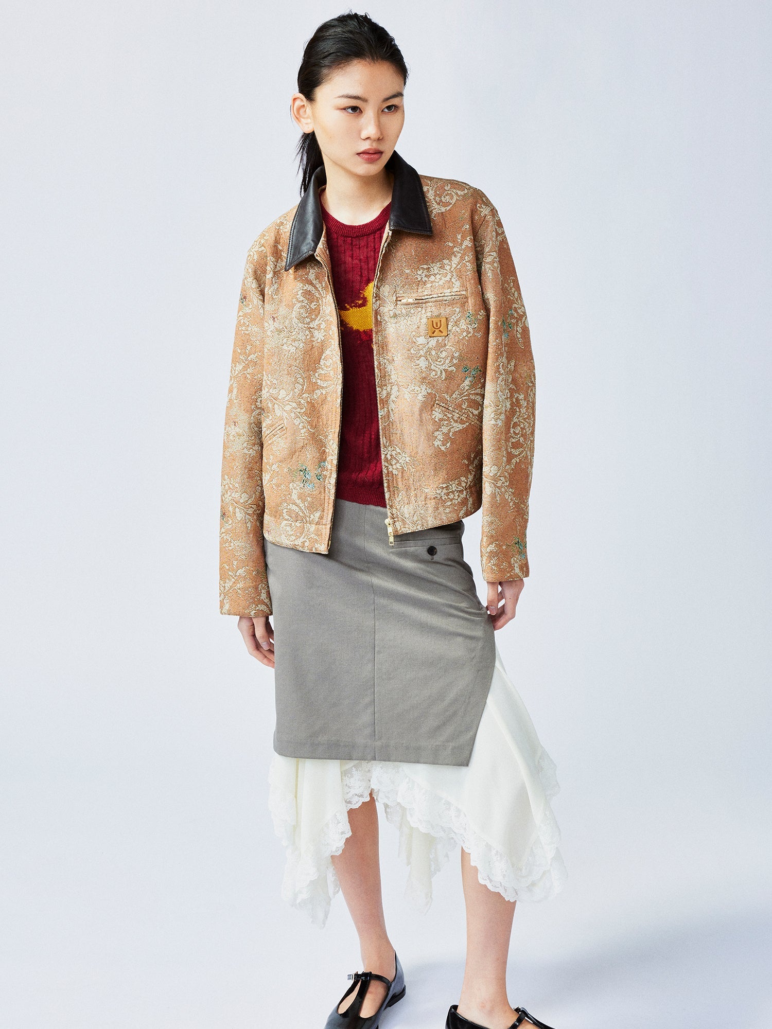 Vintage glamorous jacquard floral Detroit jacket