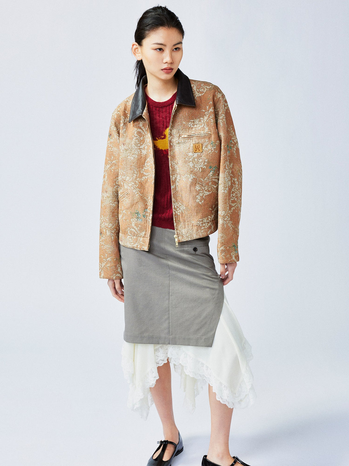 Vintage glamorous jacquard floral Detroit jacket