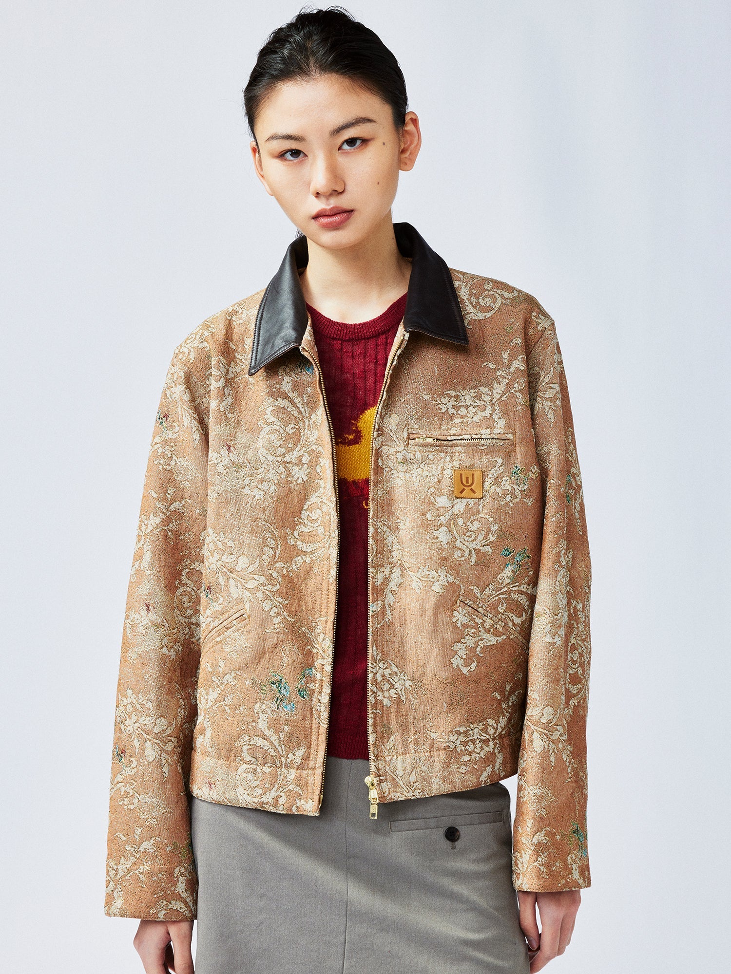 Vintage glamorous jacquard floral Detroit jacket