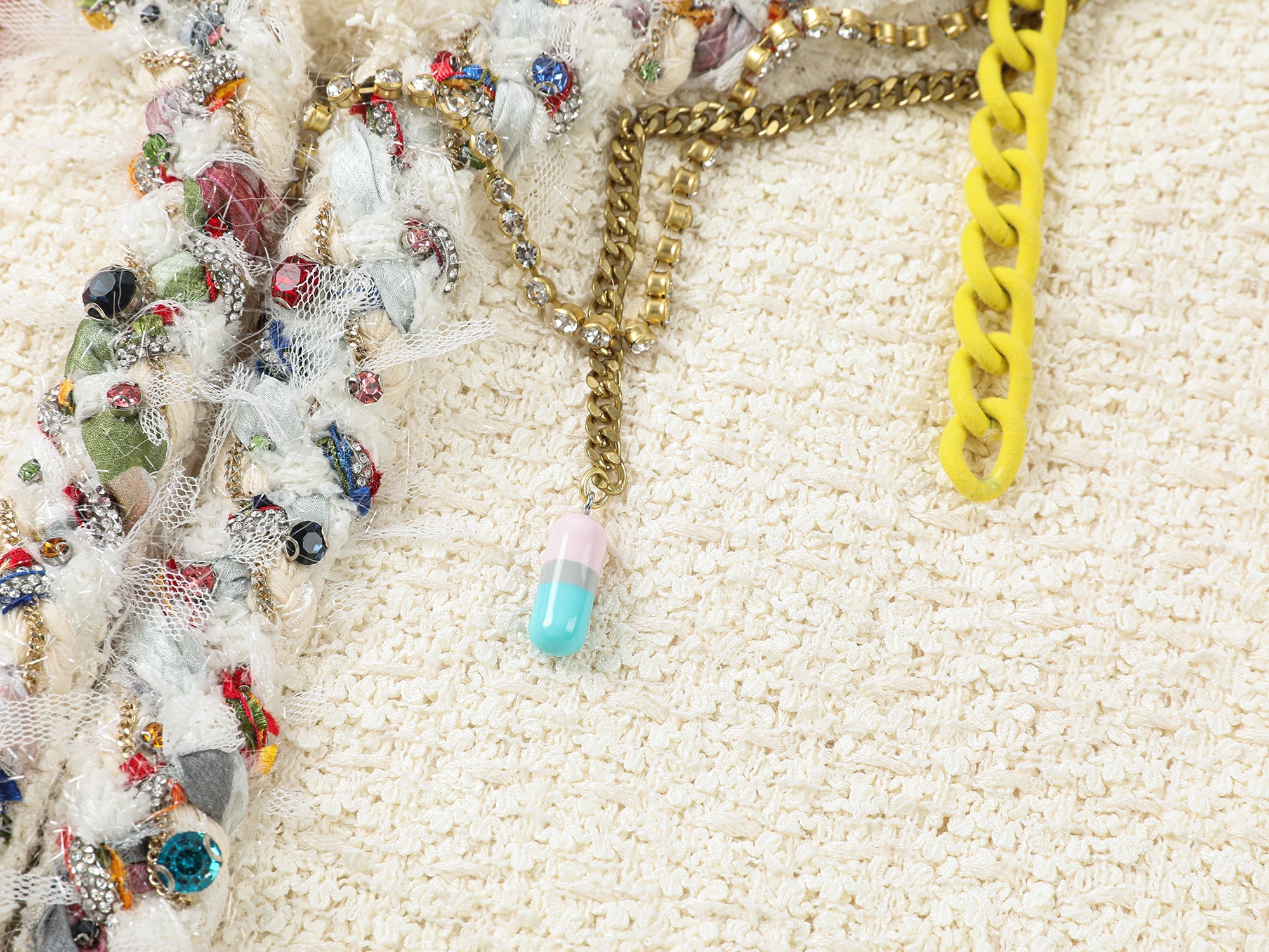 Playful and fun rhinestone chain Chanel-inspired jacket