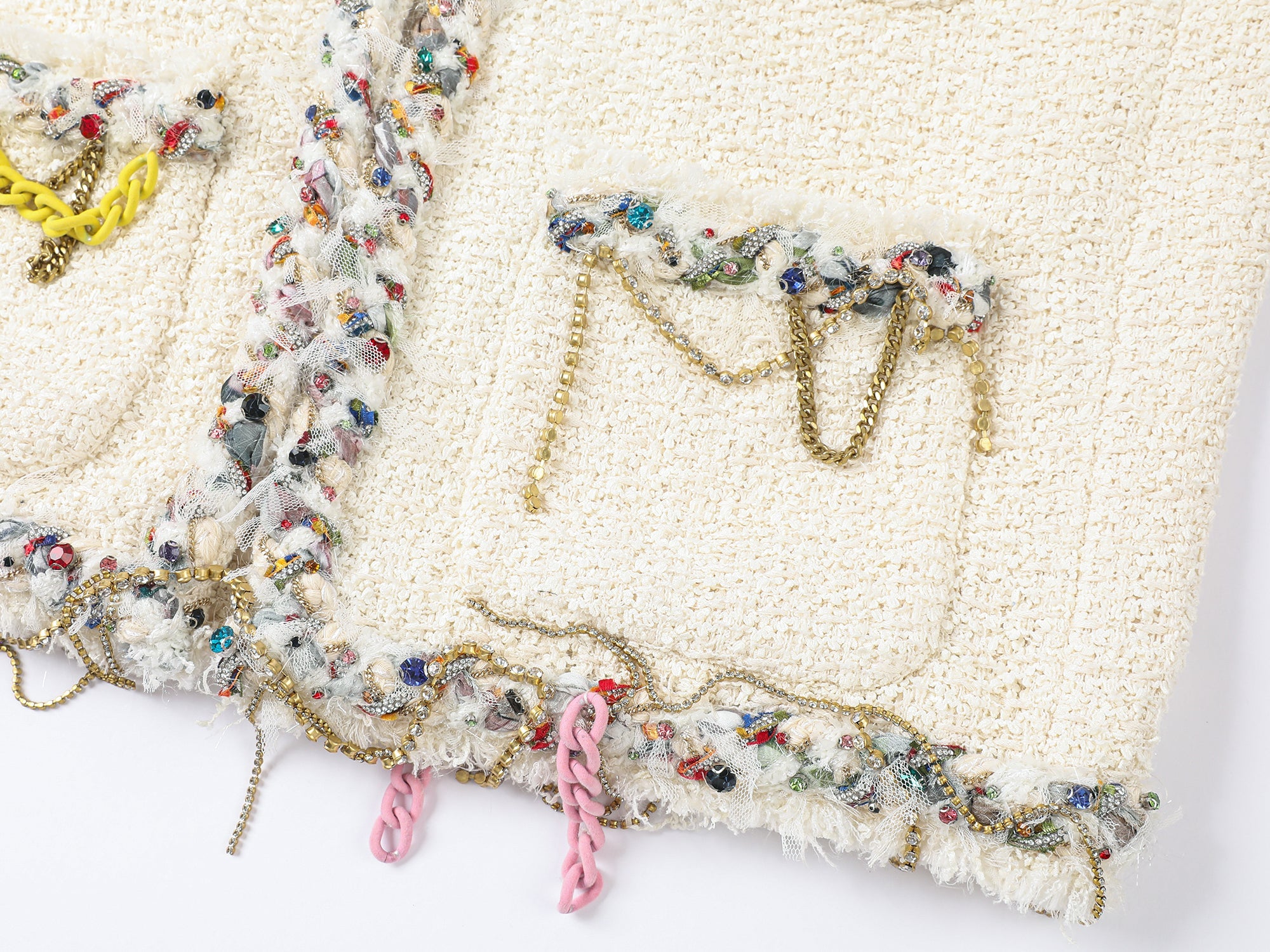 Playful and fun rhinestone chain Chanel-inspired jacket