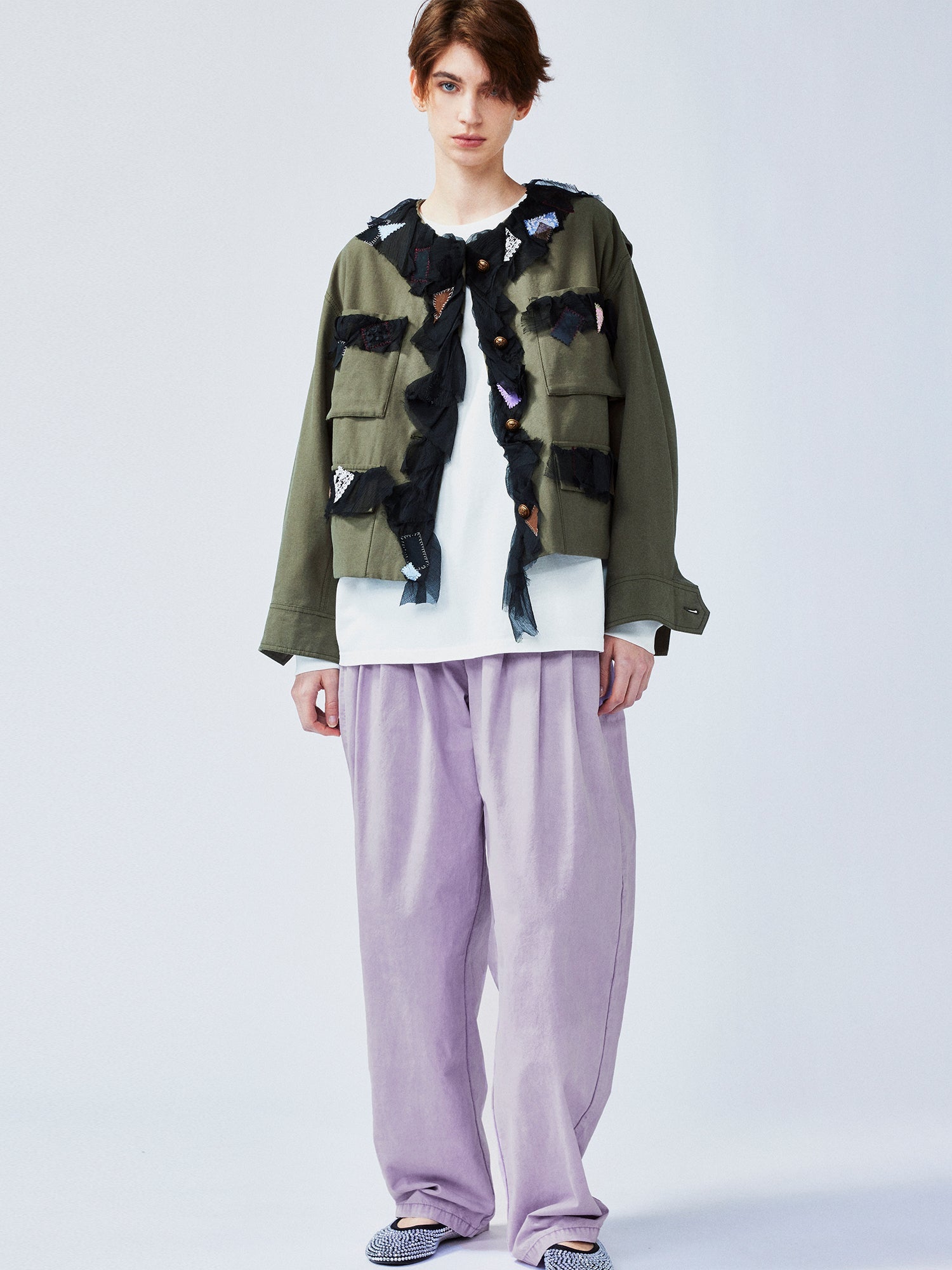 Free-spirited romantic military jacket