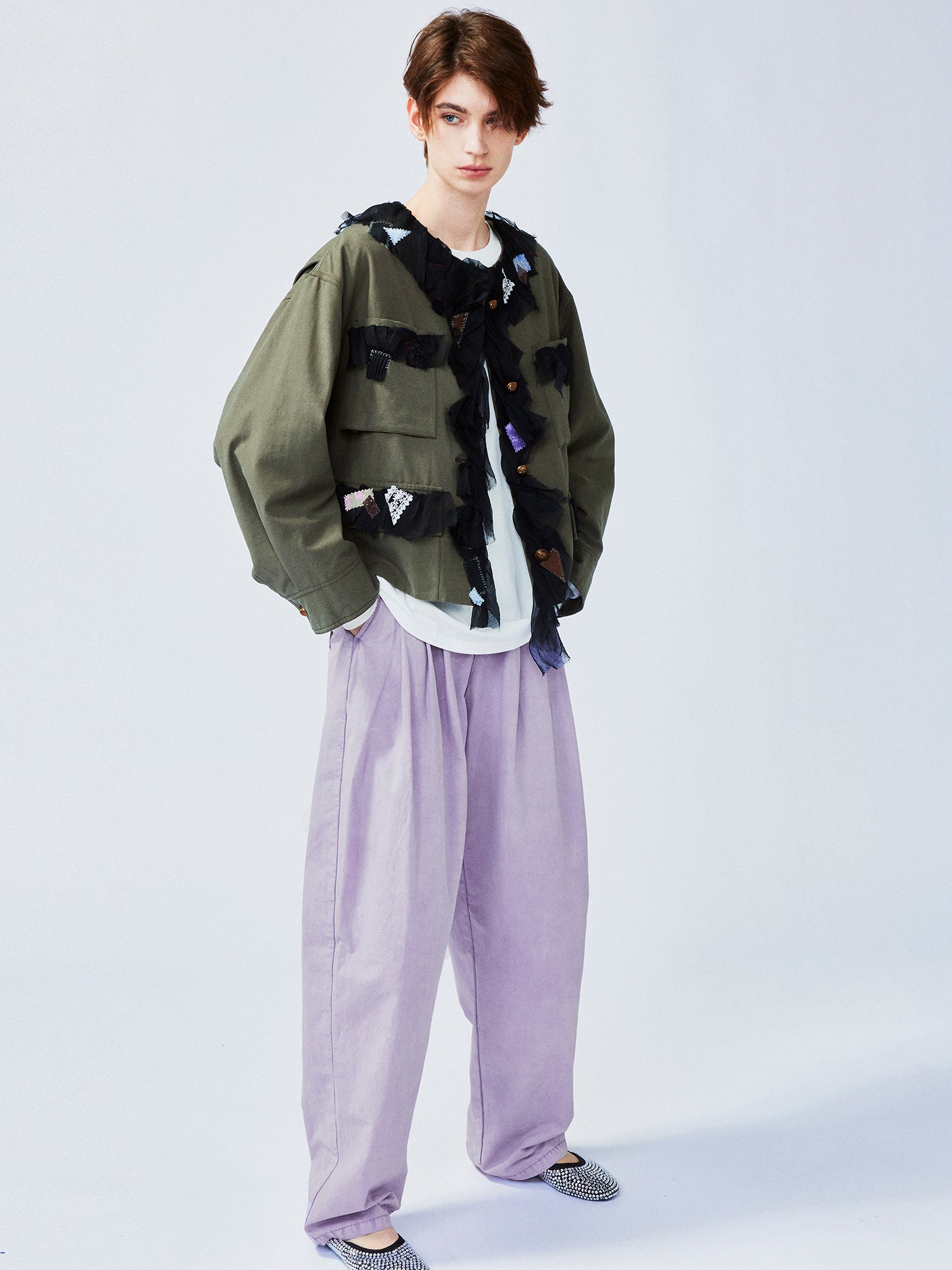 Free-spirited romantic military jacket