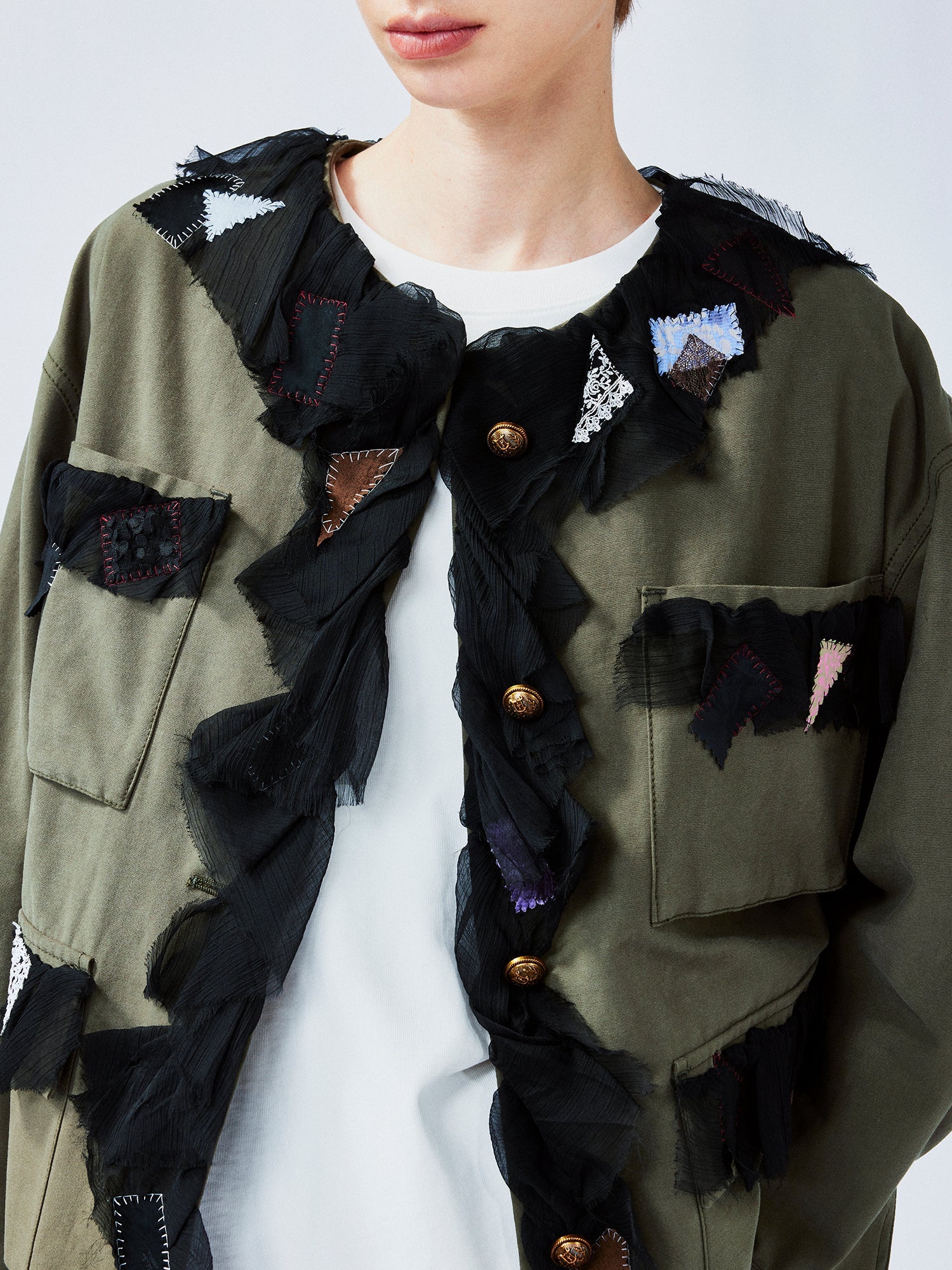 Free-spirited romantic military jacket