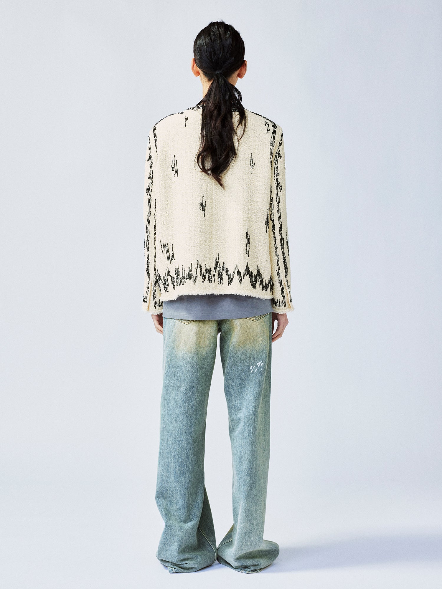 Hand-painted style beaded embellished Chanel-inspired jacket