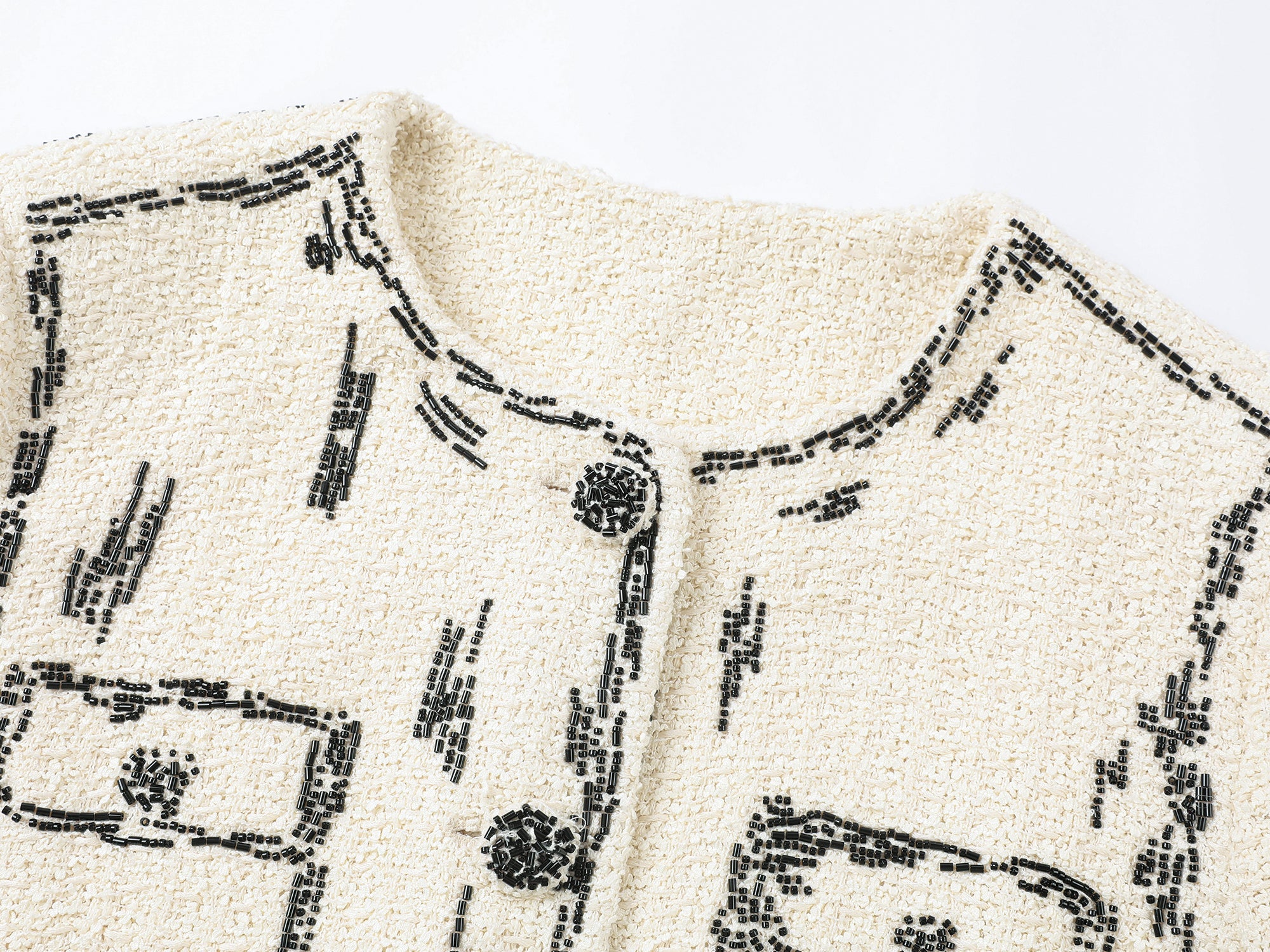 Hand-painted style beaded embellished Chanel-inspired jacket