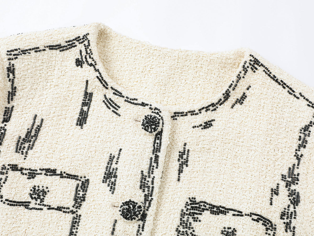 Hand-painted style beaded embellished Chanel-inspired jacket
