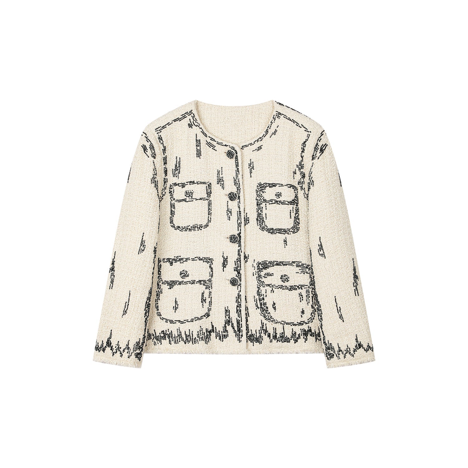 Hand-painted style beaded embellished Chanel-inspired jacket