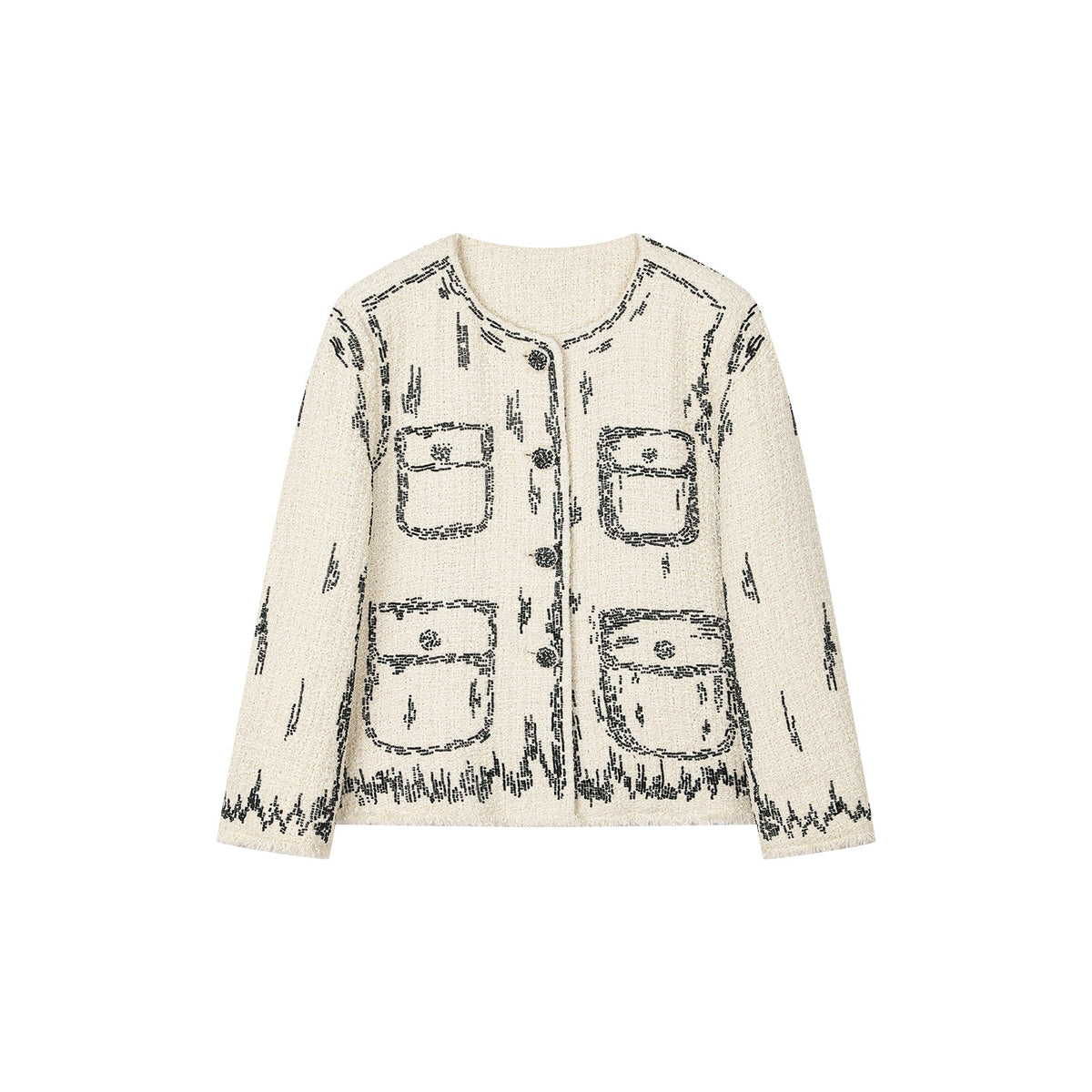 Hand-painted style beaded embellished Chanel-inspired jacket