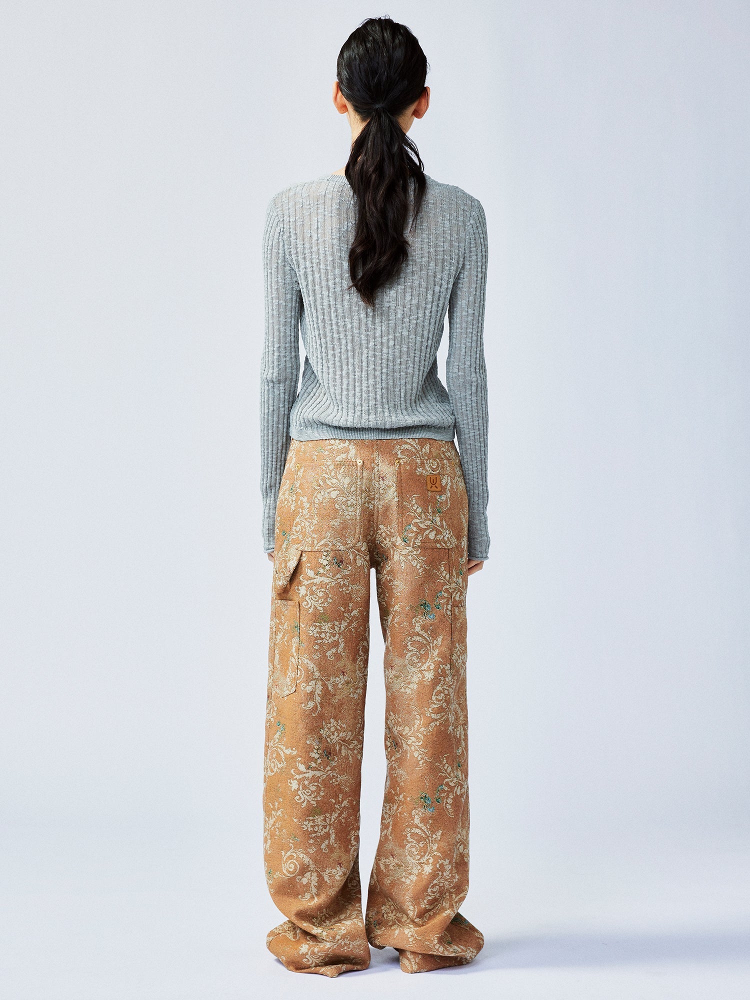 Vintage glamorous jacquard floral cargo pants