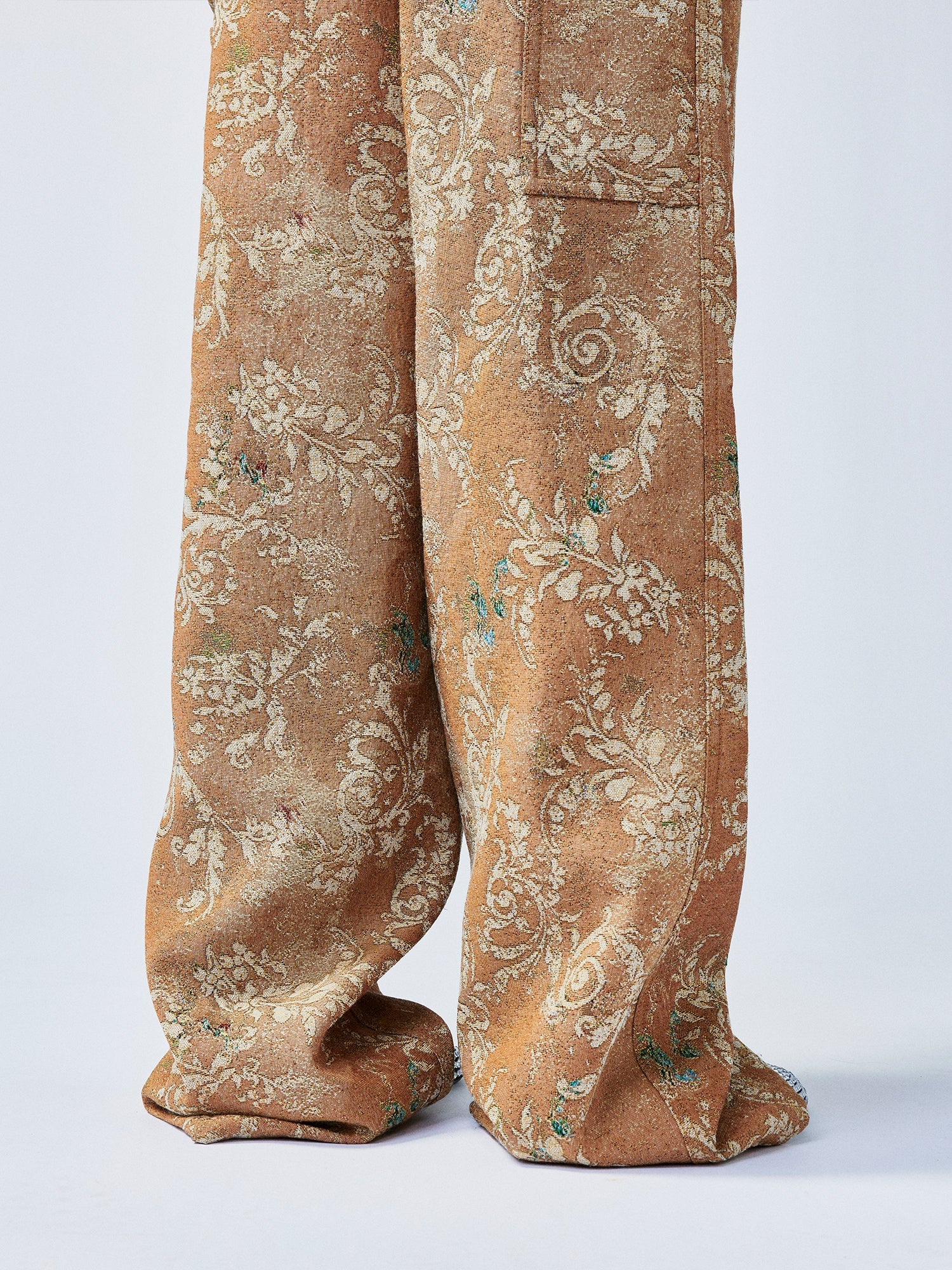 Vintage glamorous jacquard floral cargo pants