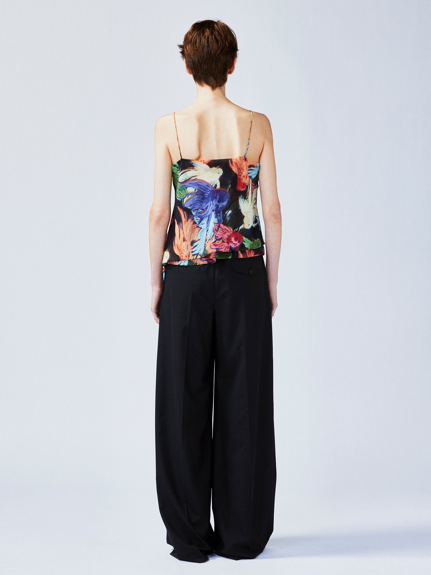 "Magical and enchanting" surreal electronic goldfish camisole top