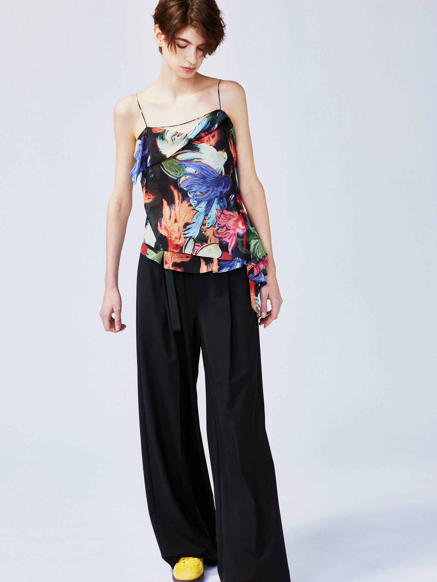 "Magical and enchanting" surreal electronic goldfish camisole top