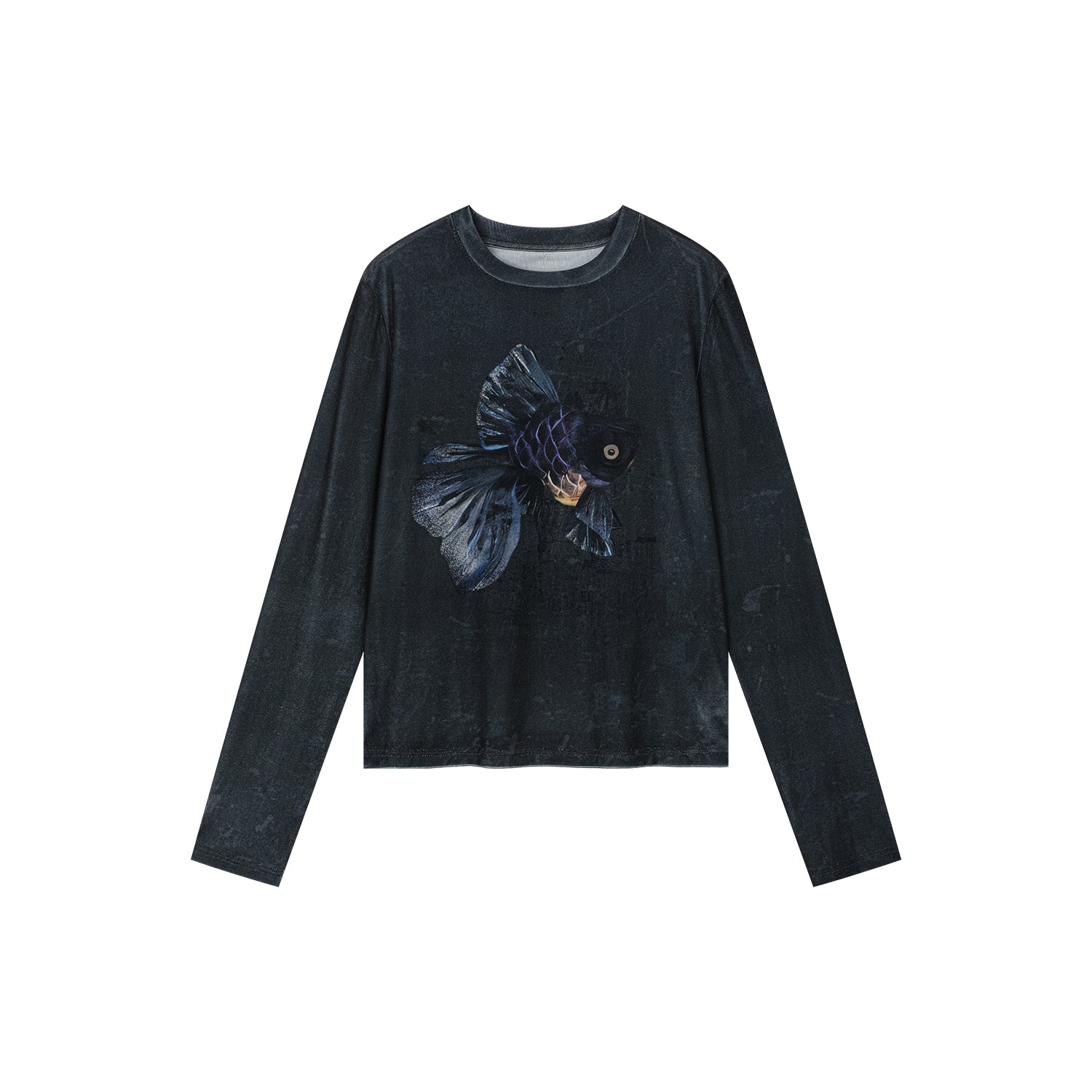 "Sweet and elegant" surreal goldfish velvet long-sleeve T-shirt