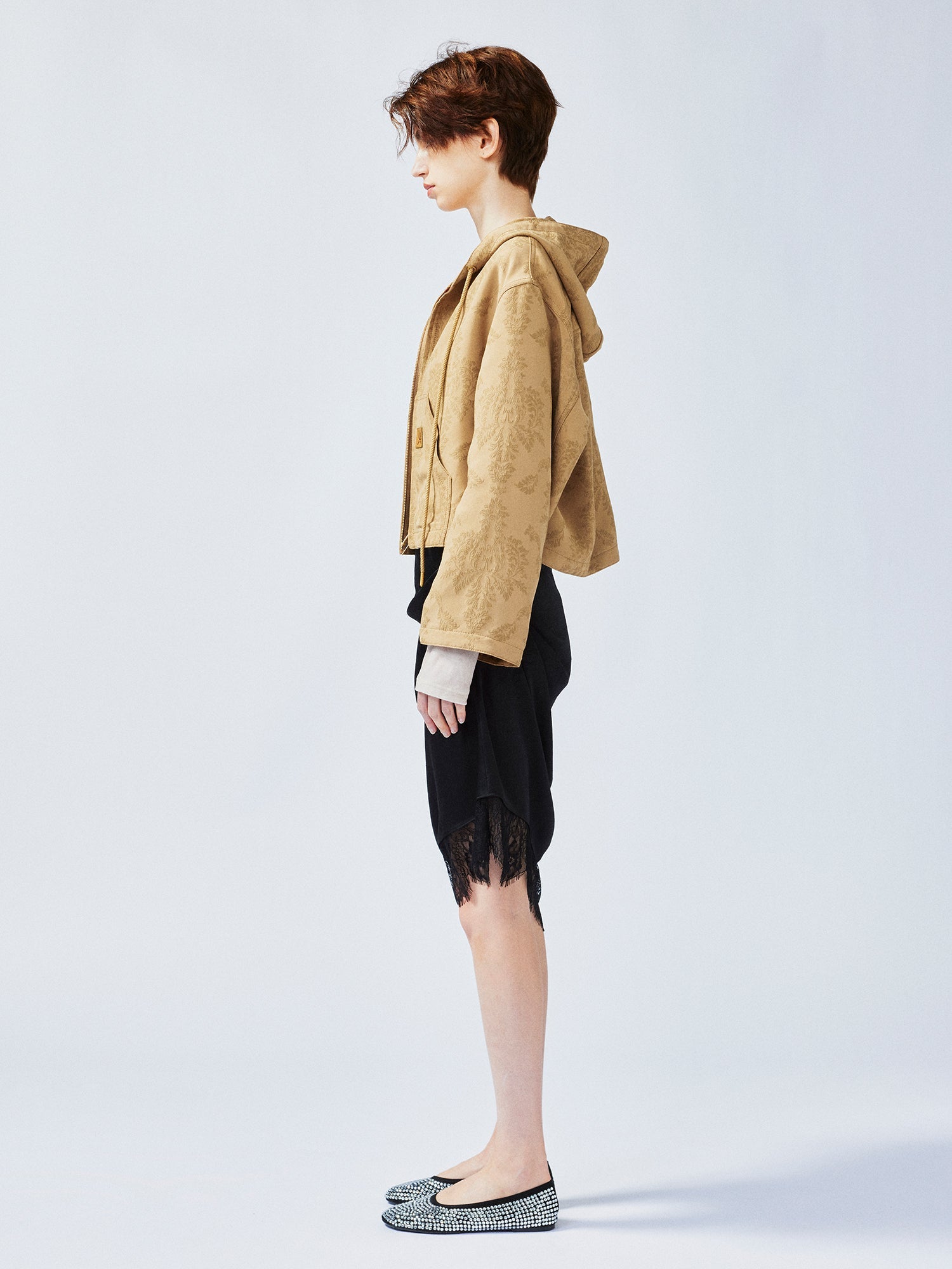 Nostalgia-evoking classic jacquard zip-up hoodie