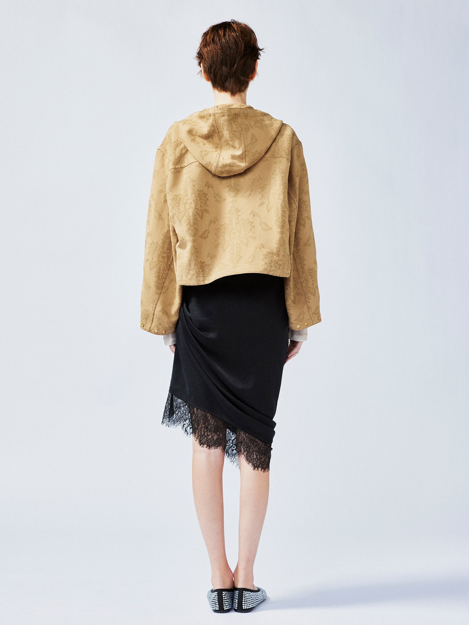 Nostalgia-evoking classic jacquard zip-up hoodie