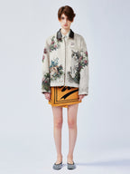 Charming and soothing garden cat pattern jacquard Detroit jacket