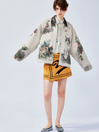 Charming and soothing garden cat pattern jacquard Detroit jacket