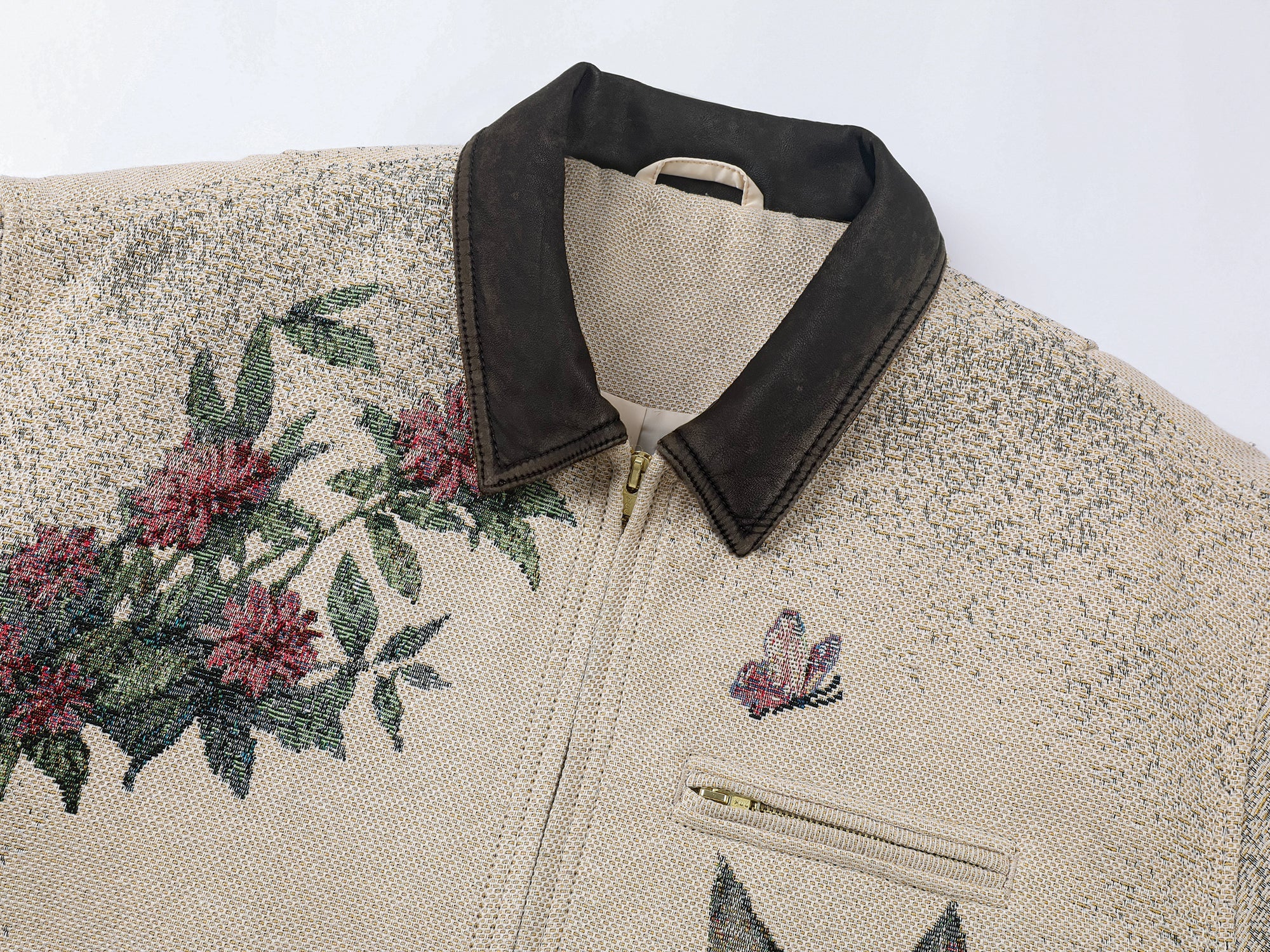 Charming and soothing garden cat pattern jacquard Detroit jacket