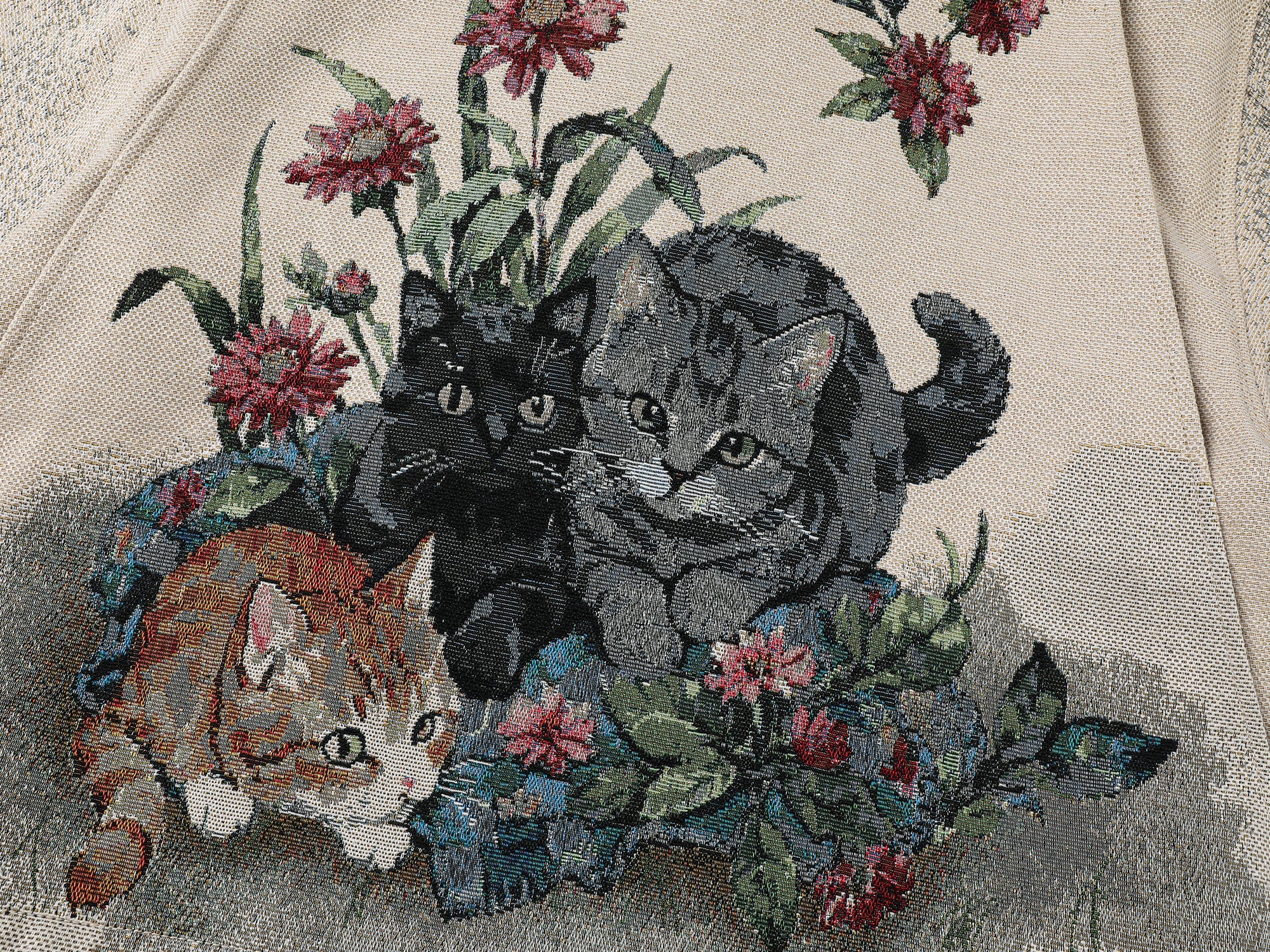 Charming and soothing garden cat pattern jacquard Detroit jacket