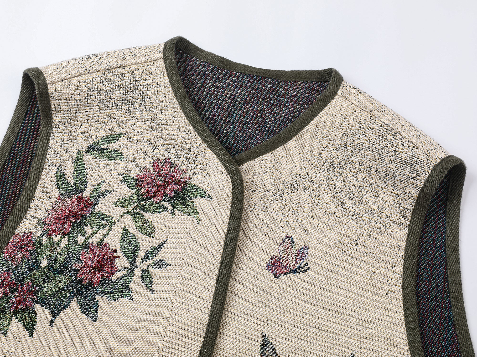 Charming and soothing garden cat pattern jacquard vest