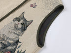 Charming and soothing garden cat pattern jacquard vest