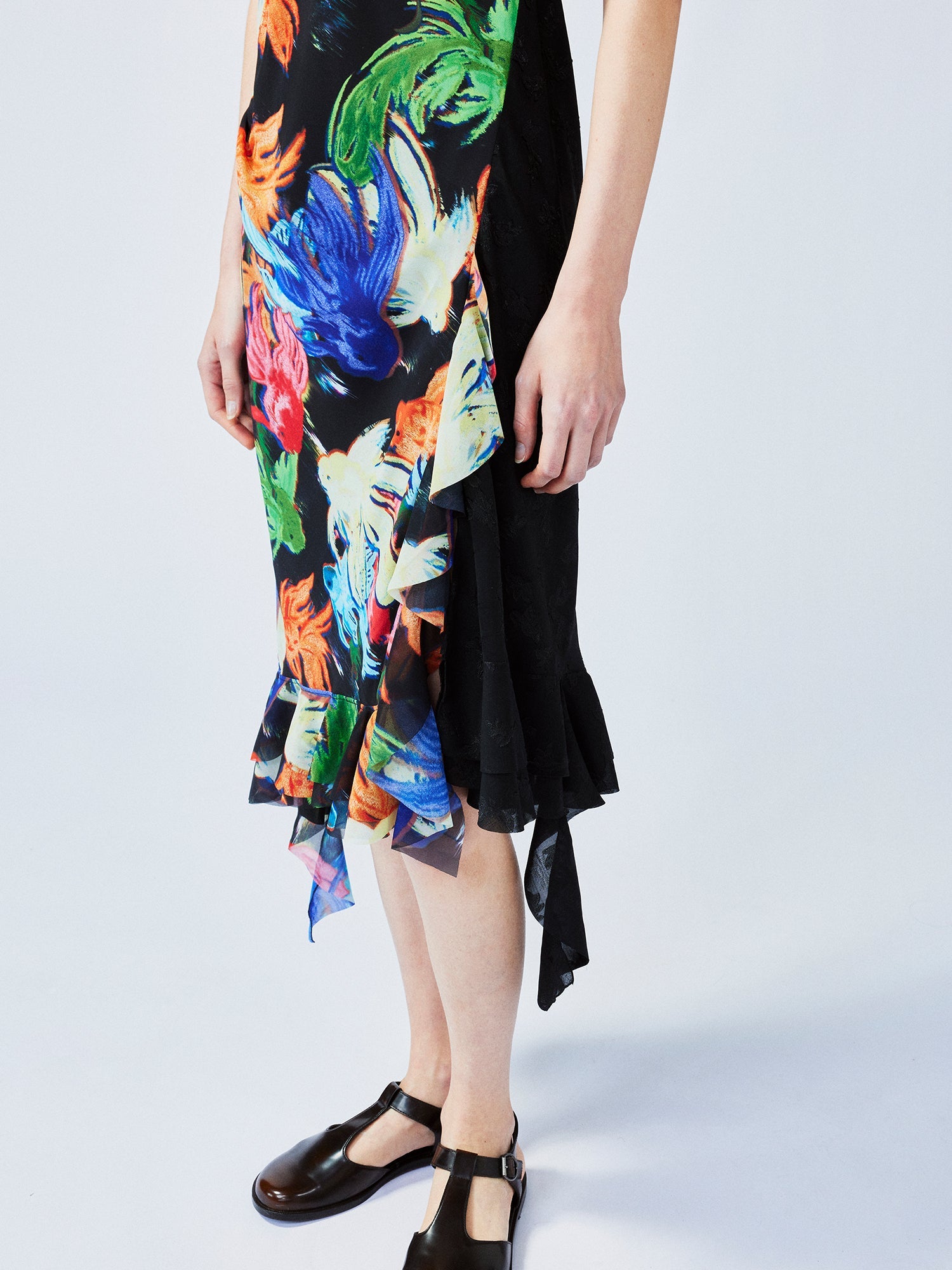 "Magical and enchanting" surreal electronic goldfish slip dress