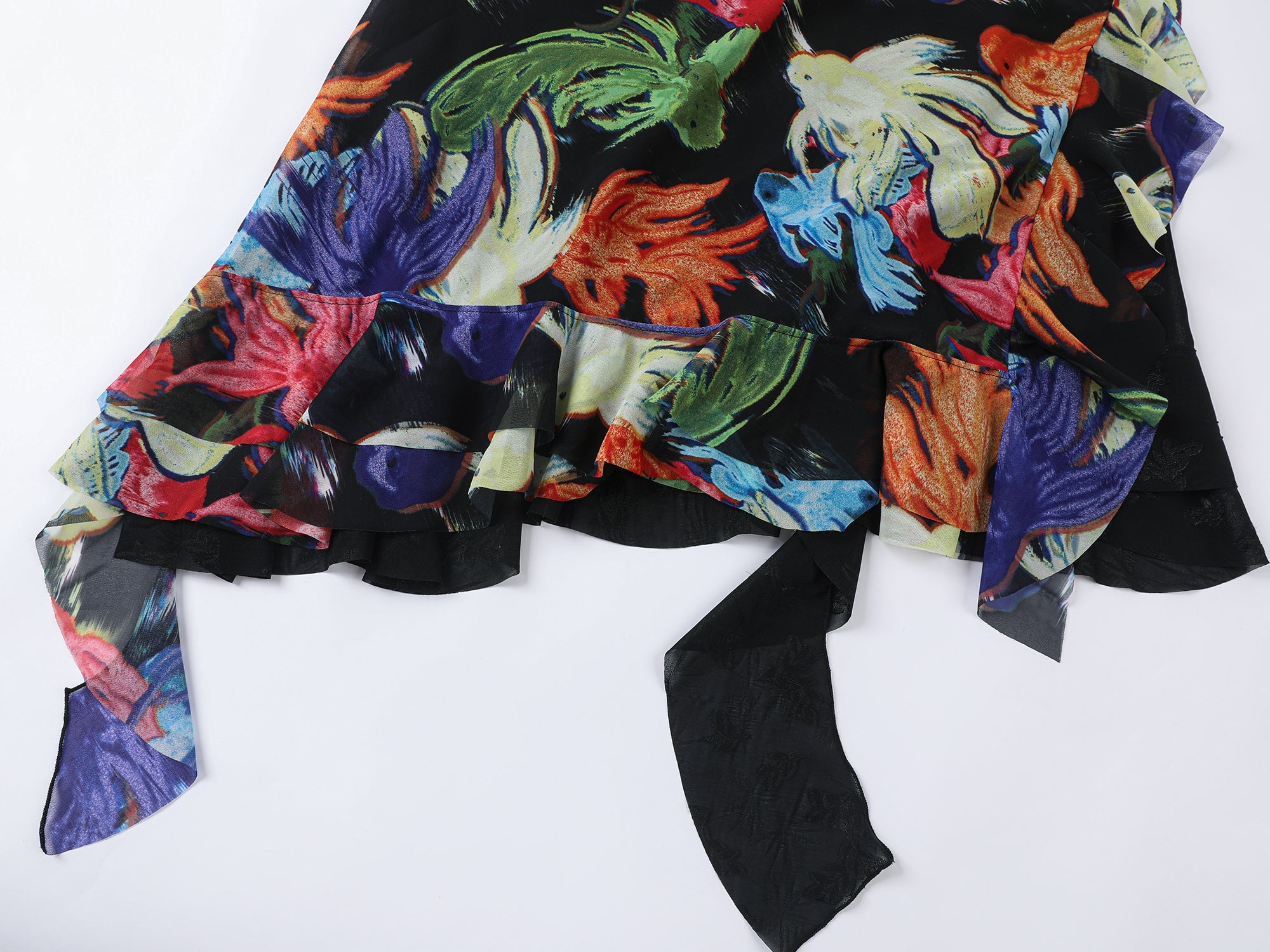 "Magical and enchanting" surreal electronic goldfish slip dress