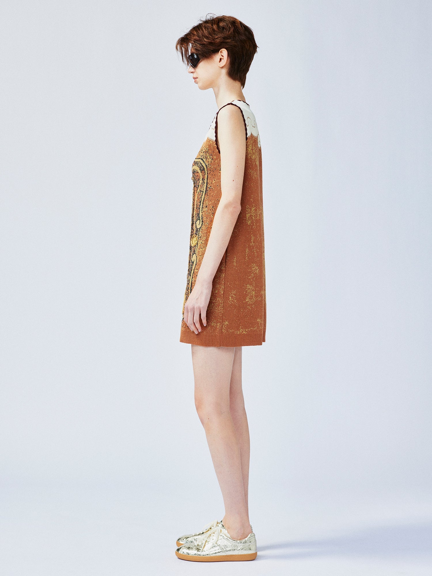 "Waiting for your return" dog pattern sweater dress