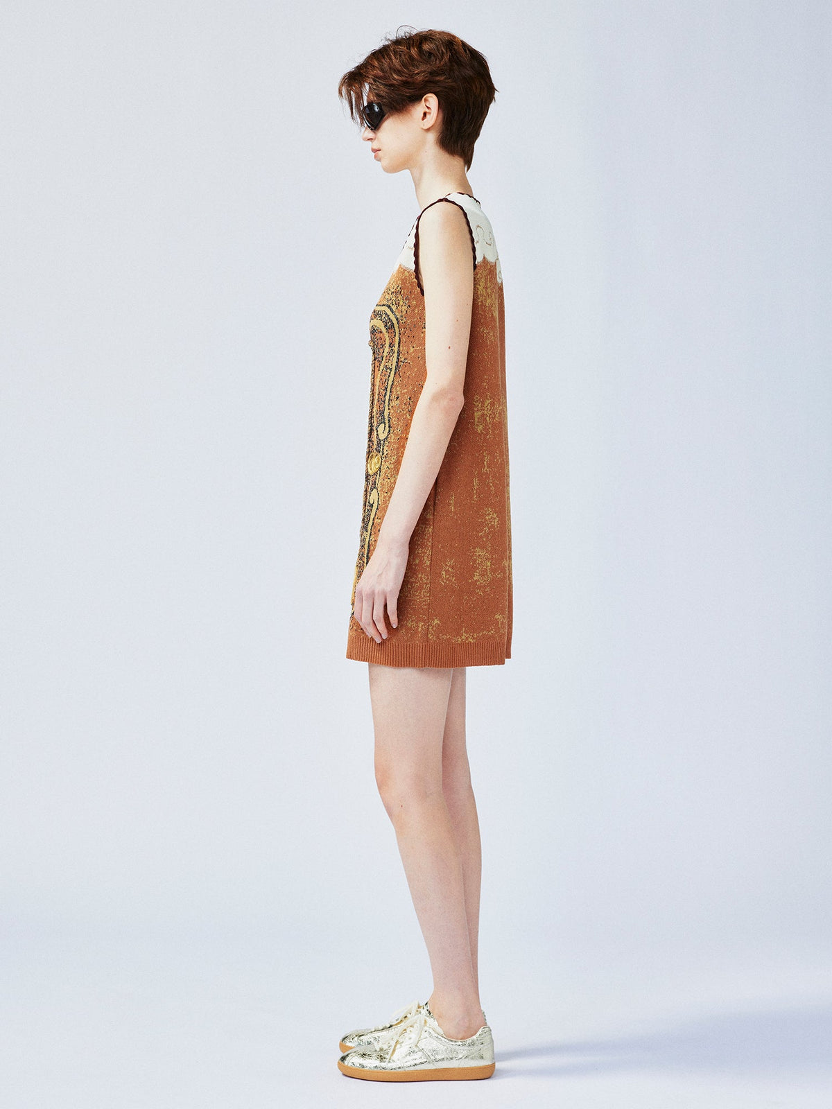 "Waiting for your return" dog pattern sweater dress