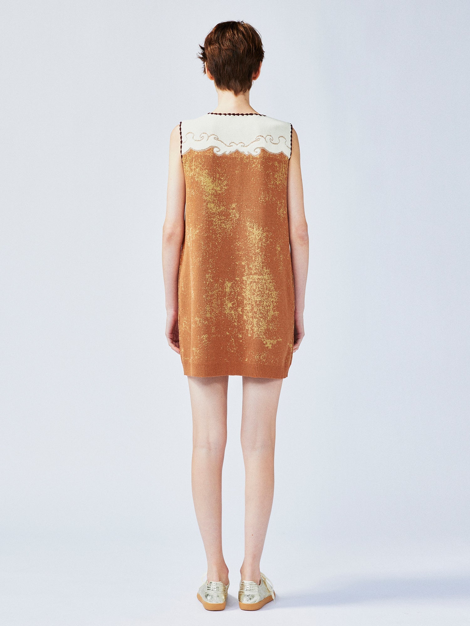 "Waiting for your return" dog pattern sweater dress