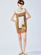 "Waiting for your return" dog pattern sweater dress