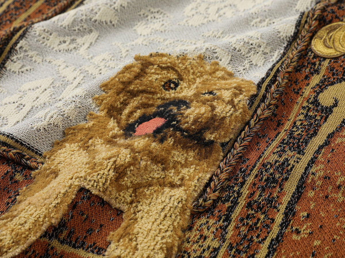 "Waiting for your return" dog pattern sweater dress